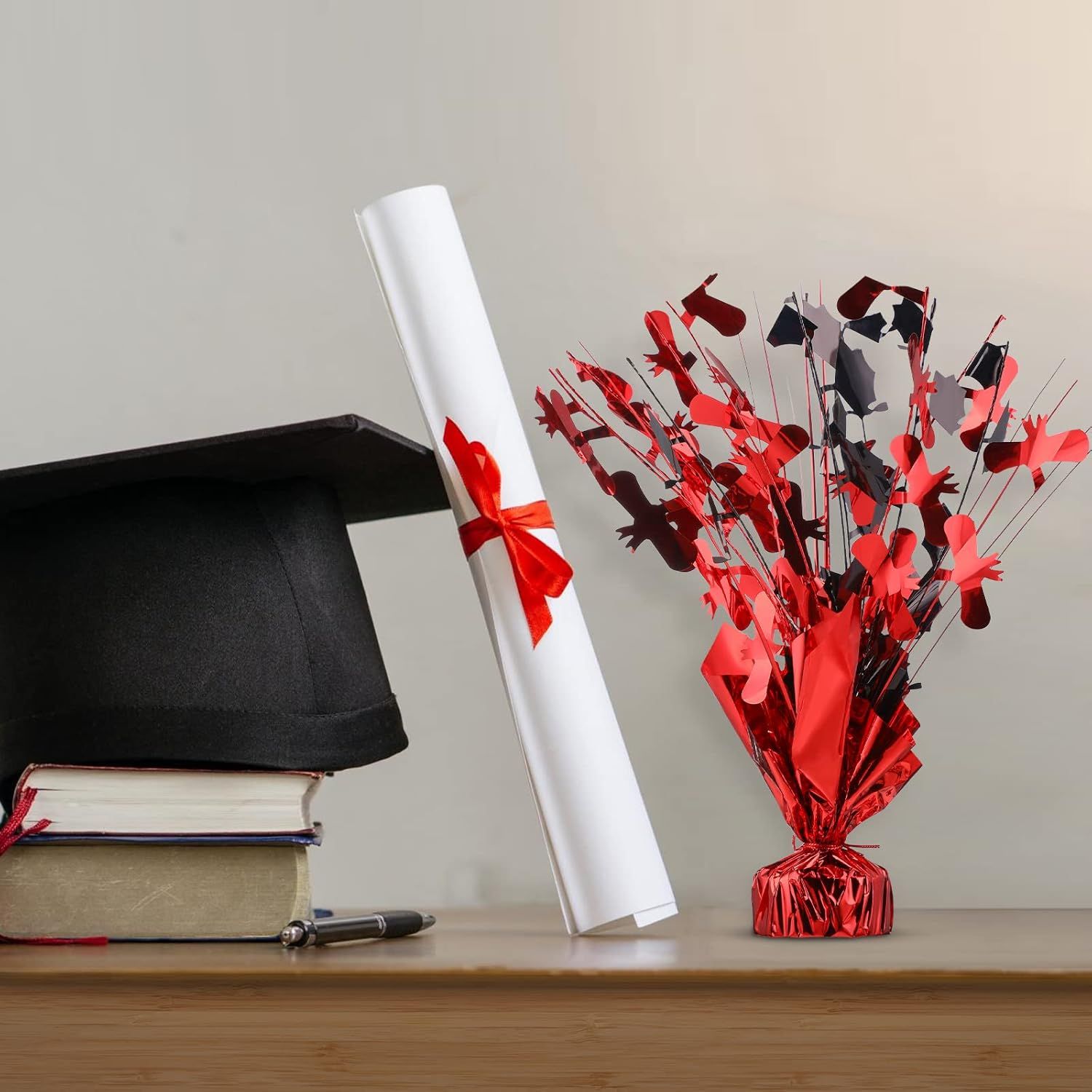 3 Pcs Graduation Table Centerpieces Graduation Table Decoration Glitter oil Graduate Centerpieces or 2026 Grad Party Graduation Certiicates(Red) - Image 4