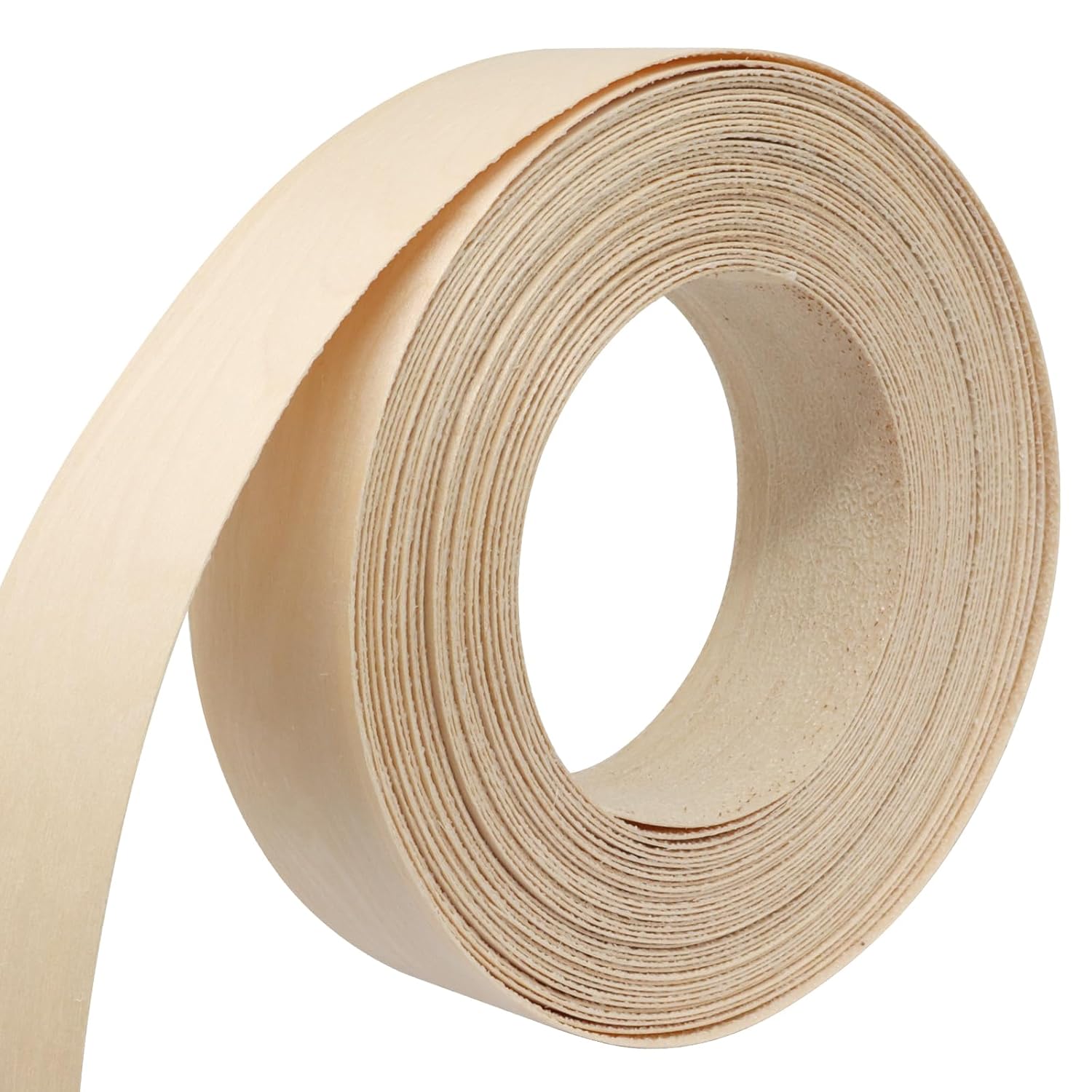 Biaungdo Birch Edge Banding 1-1/2 Inch x 50ft, Wood Veneer Roll Tape Banding Pre-Glued, Iron-on Veneer Edging Band Strips for Cabinet, Furniture Restoration - Image 1