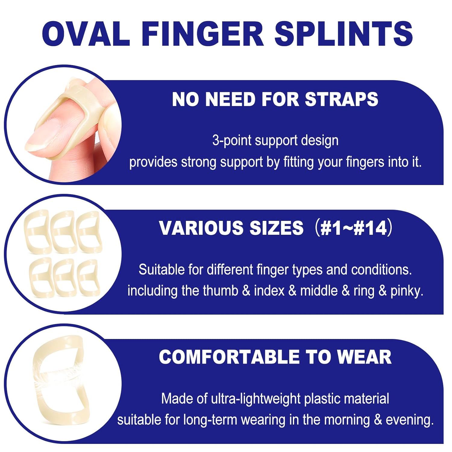 6Pcs Oval inger Splints, Trigger inger Splint or Trigger/Mallet/Arthritis/Straightening, inger Brace Support, Pack o 1 Size (#4) - Image 5