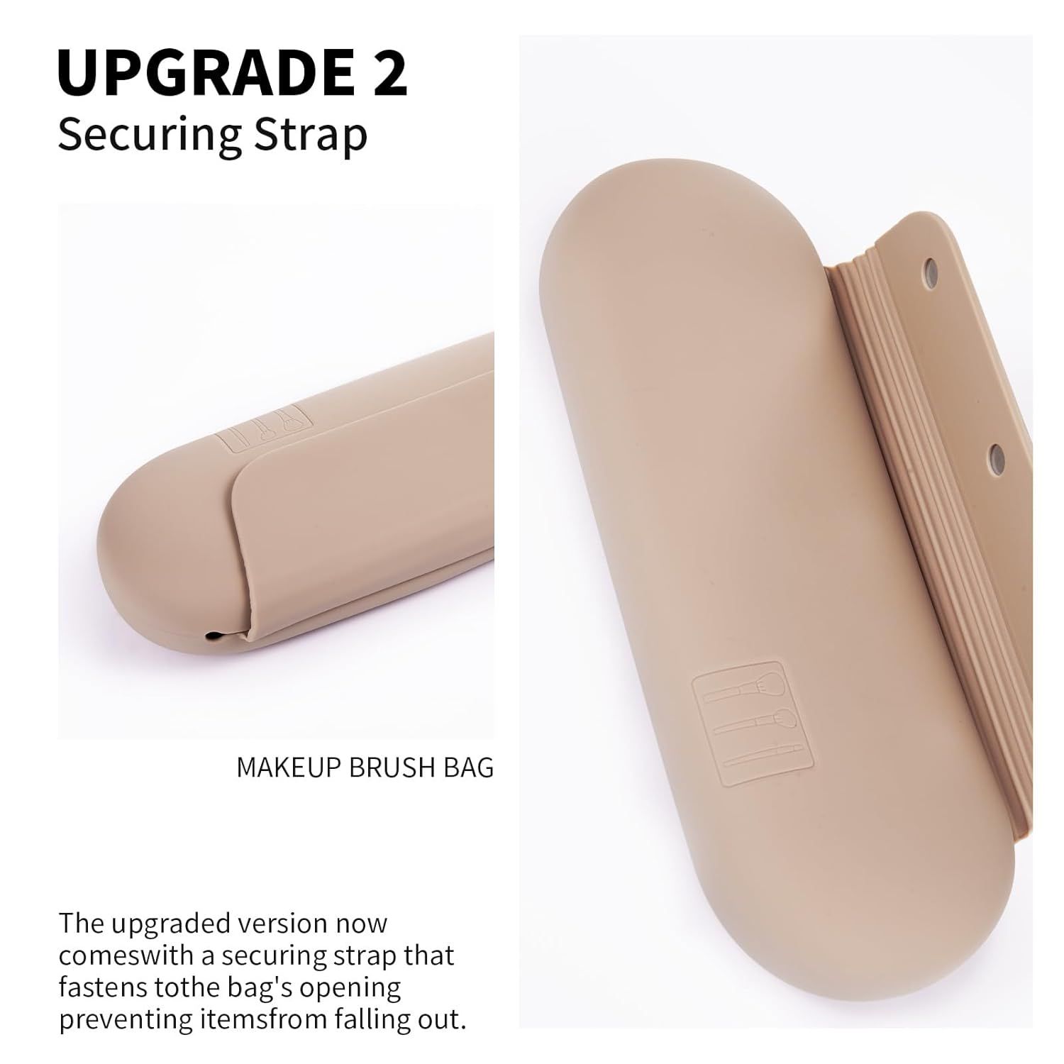 Silicone Makeup Brush Holder Travel Cosmetic Bag：Sot Portable Cosmetic ace Brushes Holder with Upgrade Anti-all Out Magnetic Closure, Large Travel Makeup Brush Case - Walnut - Image 3