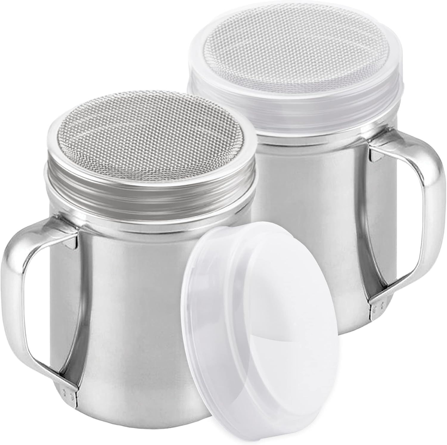 Powdered Sugar Shaker Duster - With Handle - Cinnamon Shaker or Coee Bar - ine Mesh Dredge - 6 ounce, pack o 2 | Style: ine - Image 1