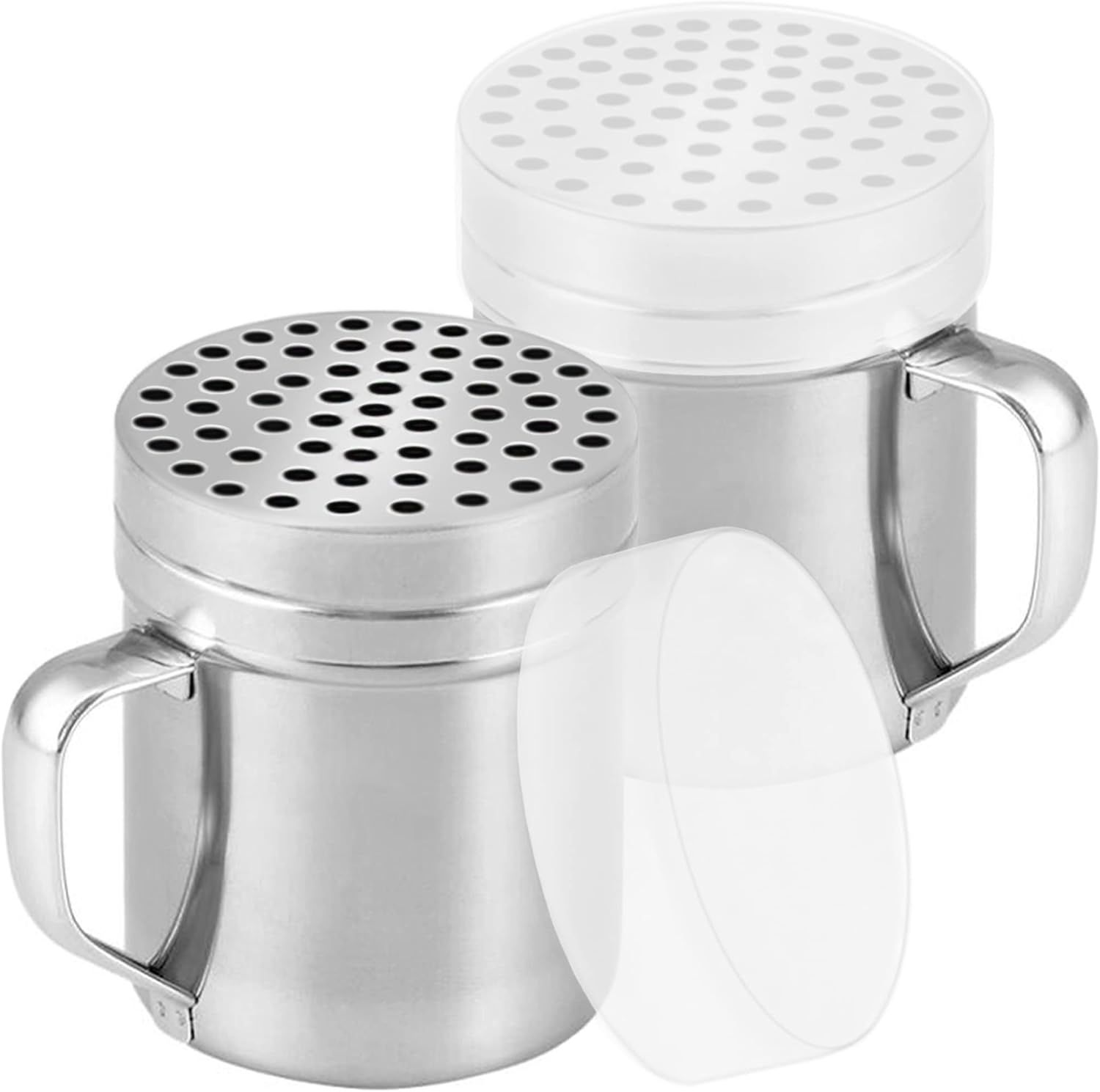 10oz Metal Parmesan Cheese Shakers with Large Holes - With Handle - Chili lakes Dispensers - Pizza Shakers - Pack o 2 | Style: Coarse - Image 1