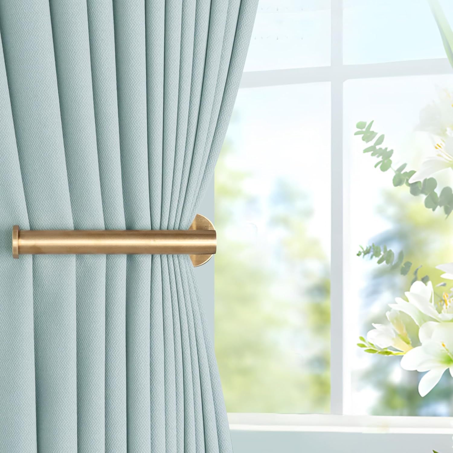 2 Pack Adhesive Curtain Holdbacks Curtain Tie Backs Curtain Holdbacks No Drill Curtain Pull Backs Adhesive Curtain Hooks Curtain Holders or Drapes (2, Gold) - Image 6