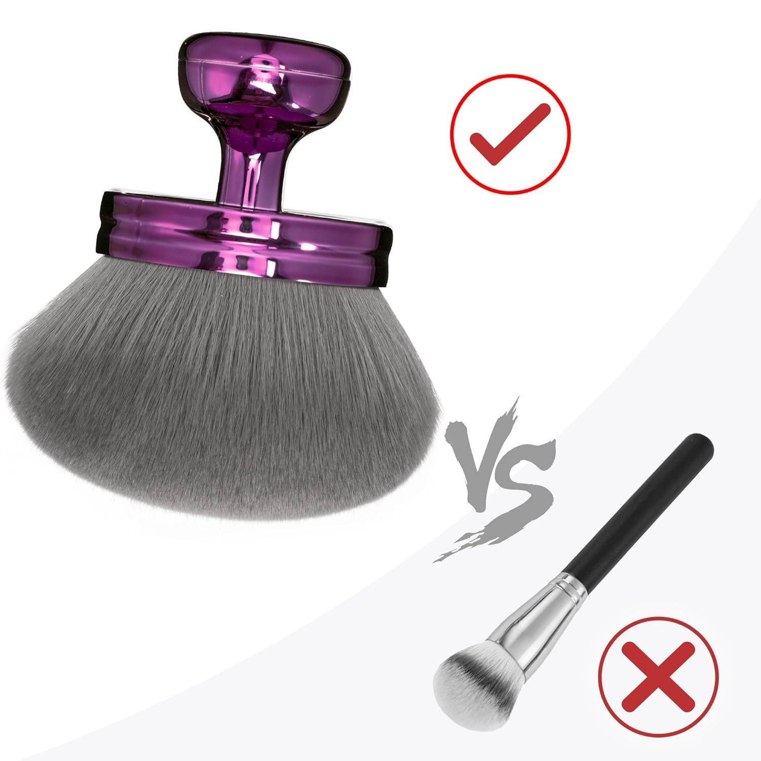 Blend & Blur Extra Large Body Makeup Brush or Sel Tanner,Leg Makeup & Bronzer Sel Tan Applicator, 3.2inch Wide Round Head Kabuki Brush or Application with Drawstring Bag (Purple) - Image 4