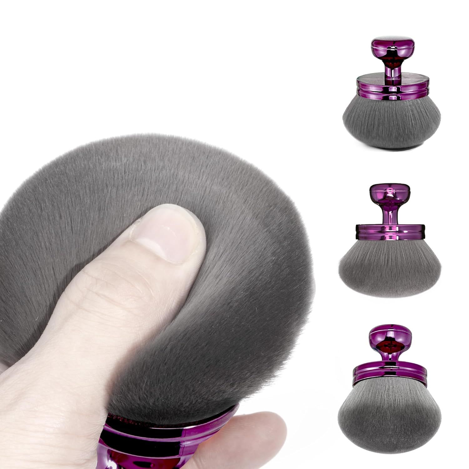 Blend & Blur Extra Large Body Makeup Brush or Sel Tanner,Leg Makeup & Bronzer Sel Tan Applicator, 3.2inch Wide Round Head Kabuki Brush or Application with Drawstring Bag (Purple) - Image 5