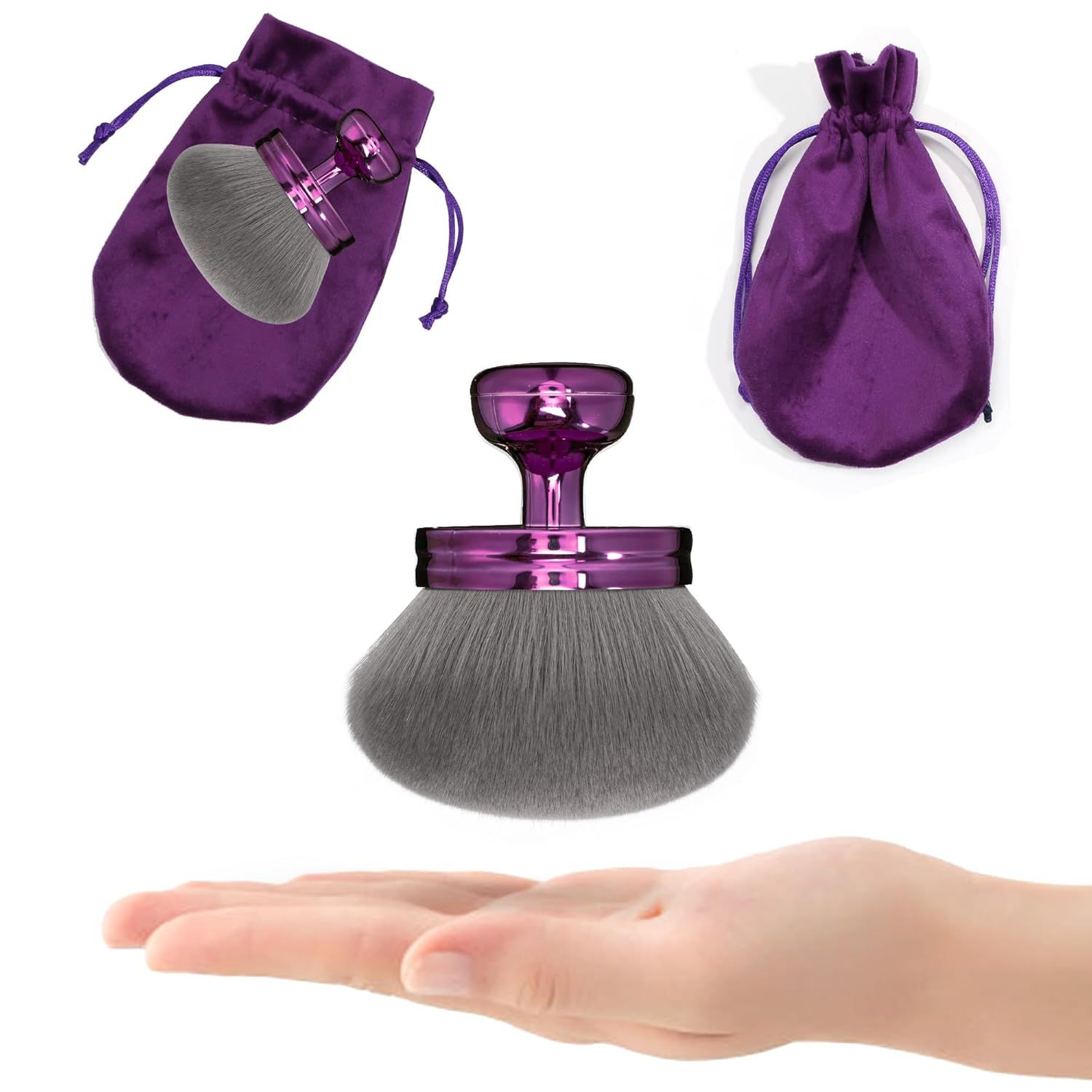Blend & Blur Extra Large Body Makeup Brush or Sel Tanner,Leg Makeup & Bronzer Sel Tan Applicator, 3.2inch Wide Round Head Kabuki Brush or Application with Drawstring Bag (Purple) - Image 8