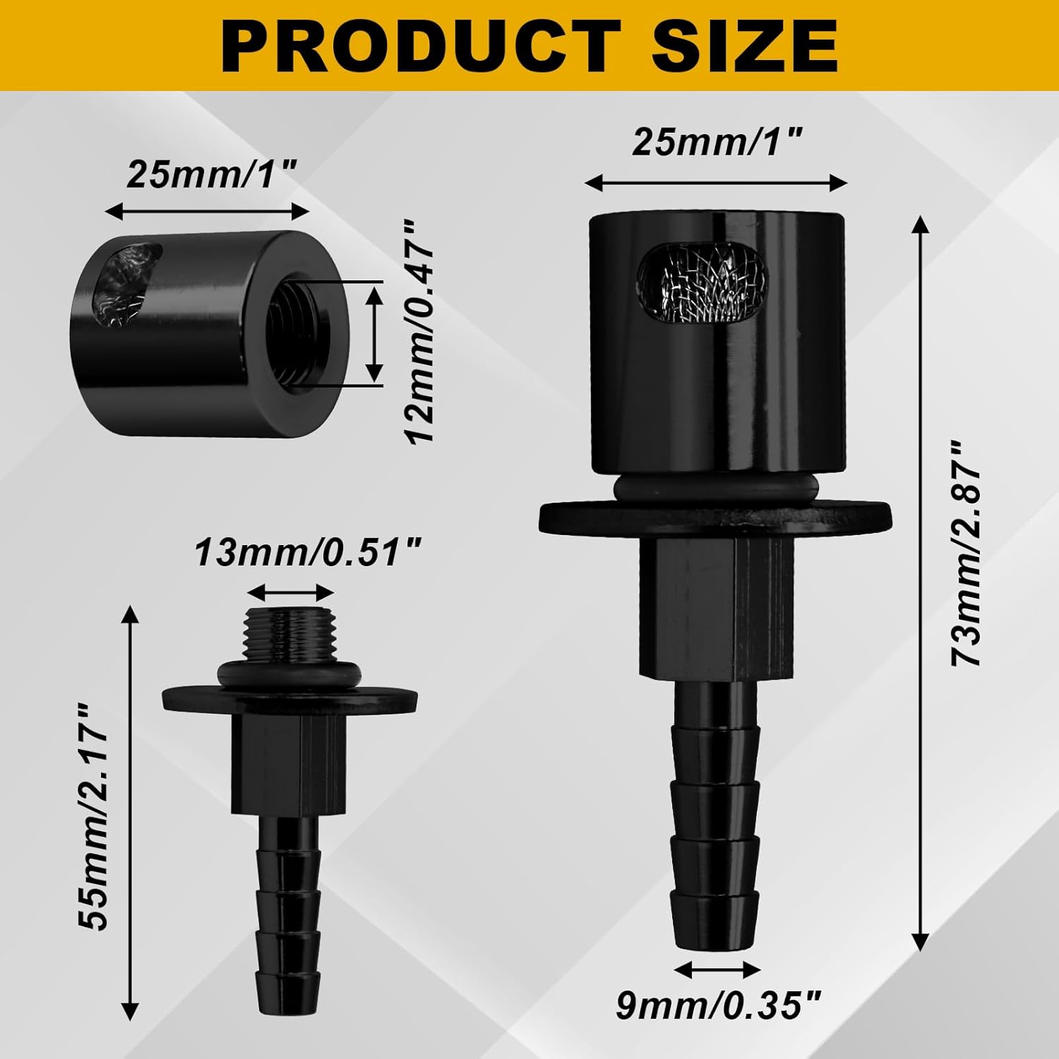 Biaungdo Black Fuel Tanks Remote Mount Vent Valve, 5/16 Inch Hose Barb Size Tank Vent Line Replacement Part - Image 2