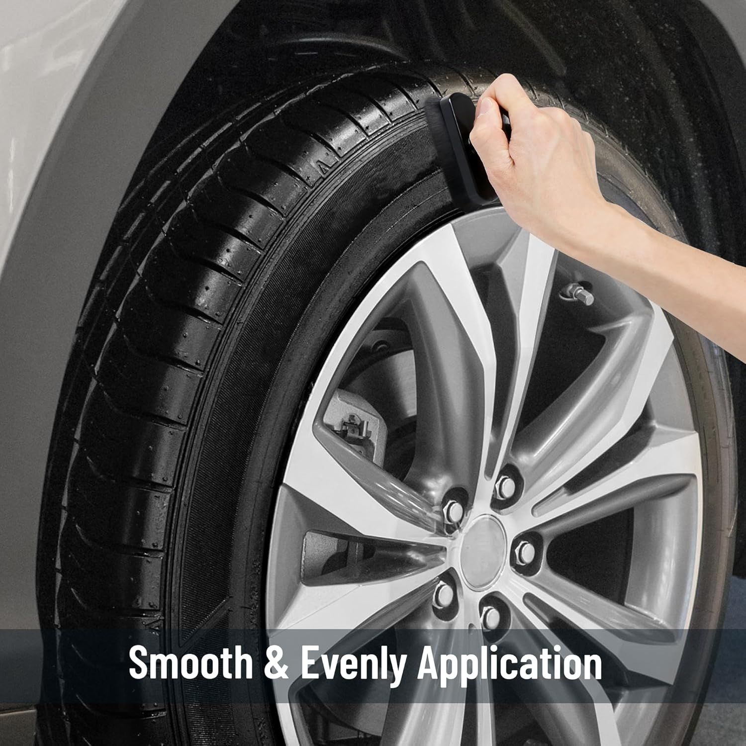 Car Tire Shine Applicator,Large Vegan Tire Shine Brush - Automotive Tire Dressing Applicator Brush with Storage Stand or Tire Detailing & Car Wash Kit, Black, 3.6 Inch Length (Black) - Image 4