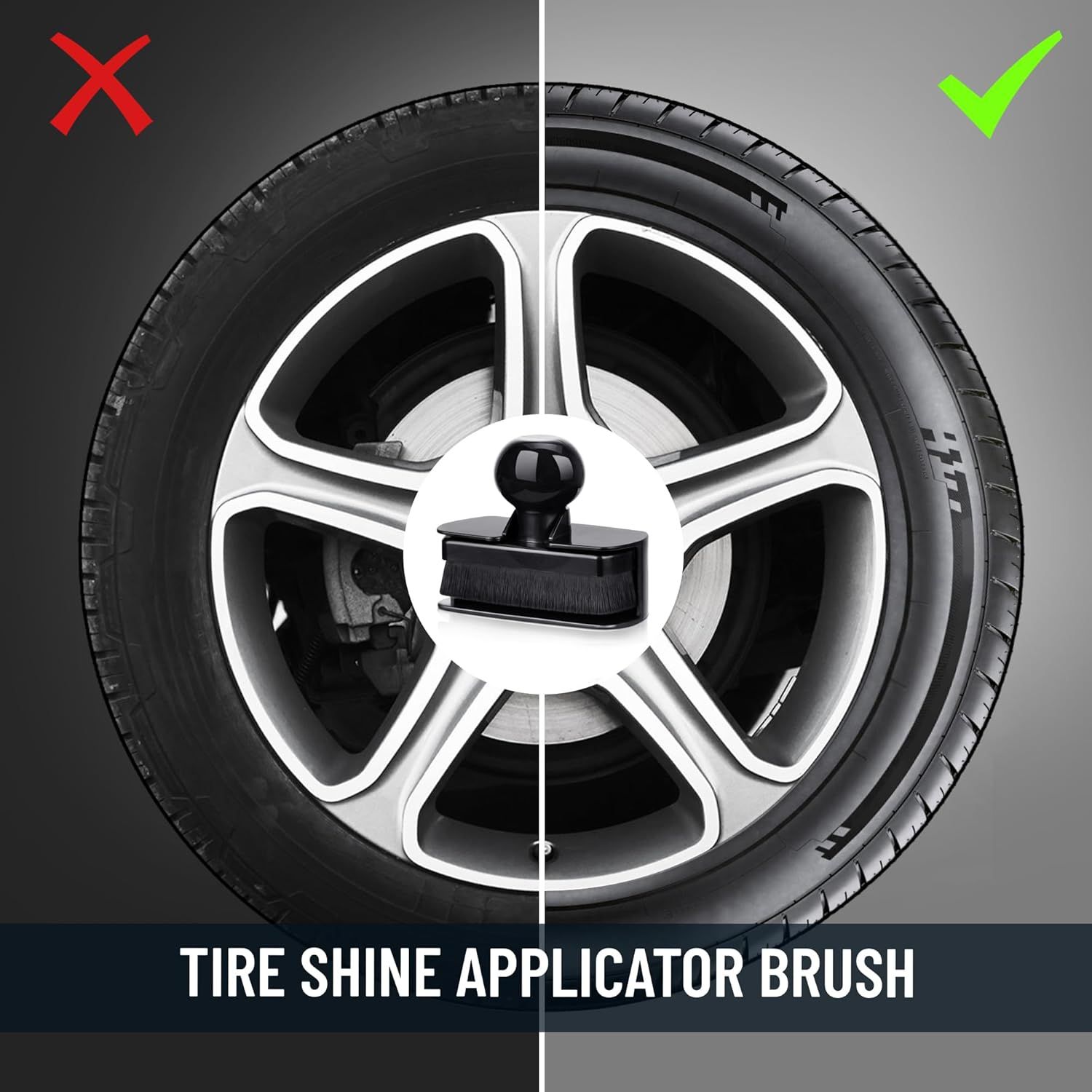Car Tire Shine Applicator,Large Vegan Tire Shine Brush - Automotive Tire Dressing Applicator Brush with Storage Stand or Tire Detailing & Car Wash Kit, Black, 3.6 Inch Length (Black) - Image 6