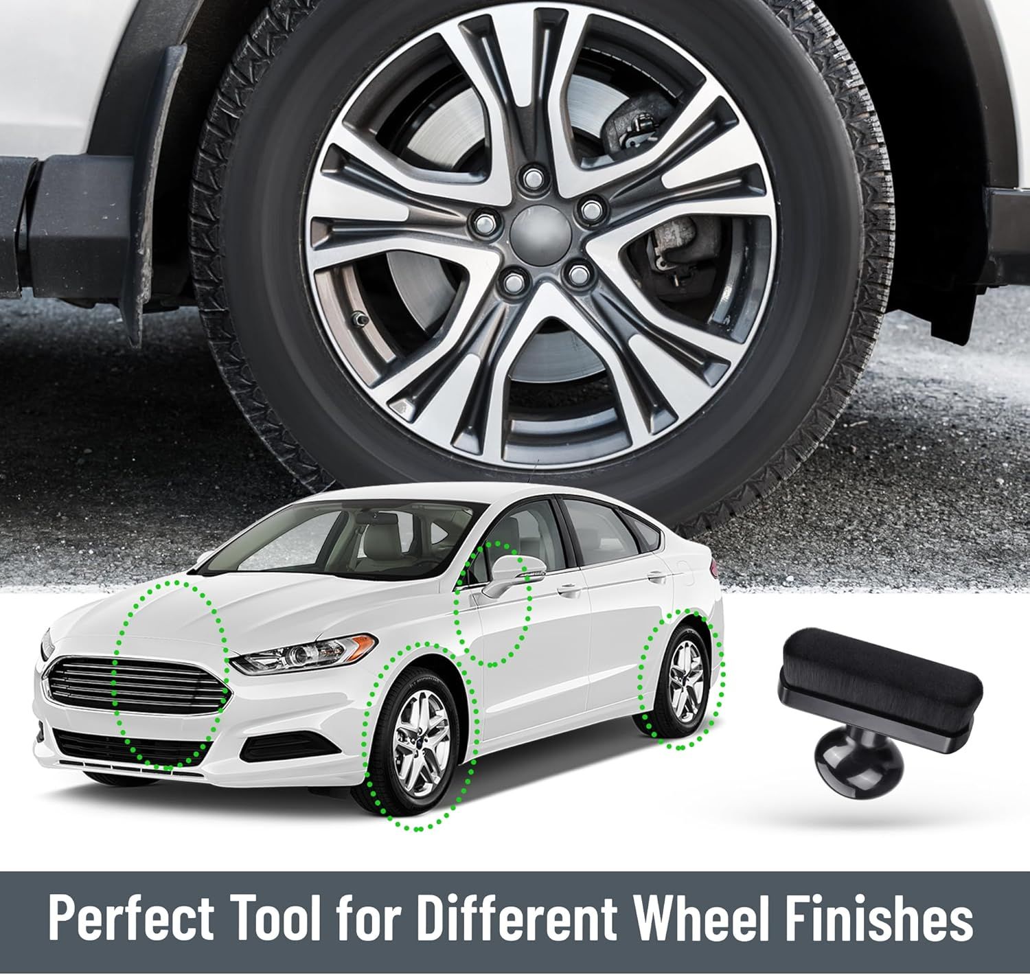 Car Tire Shine Applicator,Large Vegan Tire Shine Brush - Automotive Tire Dressing Applicator Brush with Storage Stand or Tire Detailing & Car Wash Kit, Black, 3.6 Inch Length (Black) - Image 7