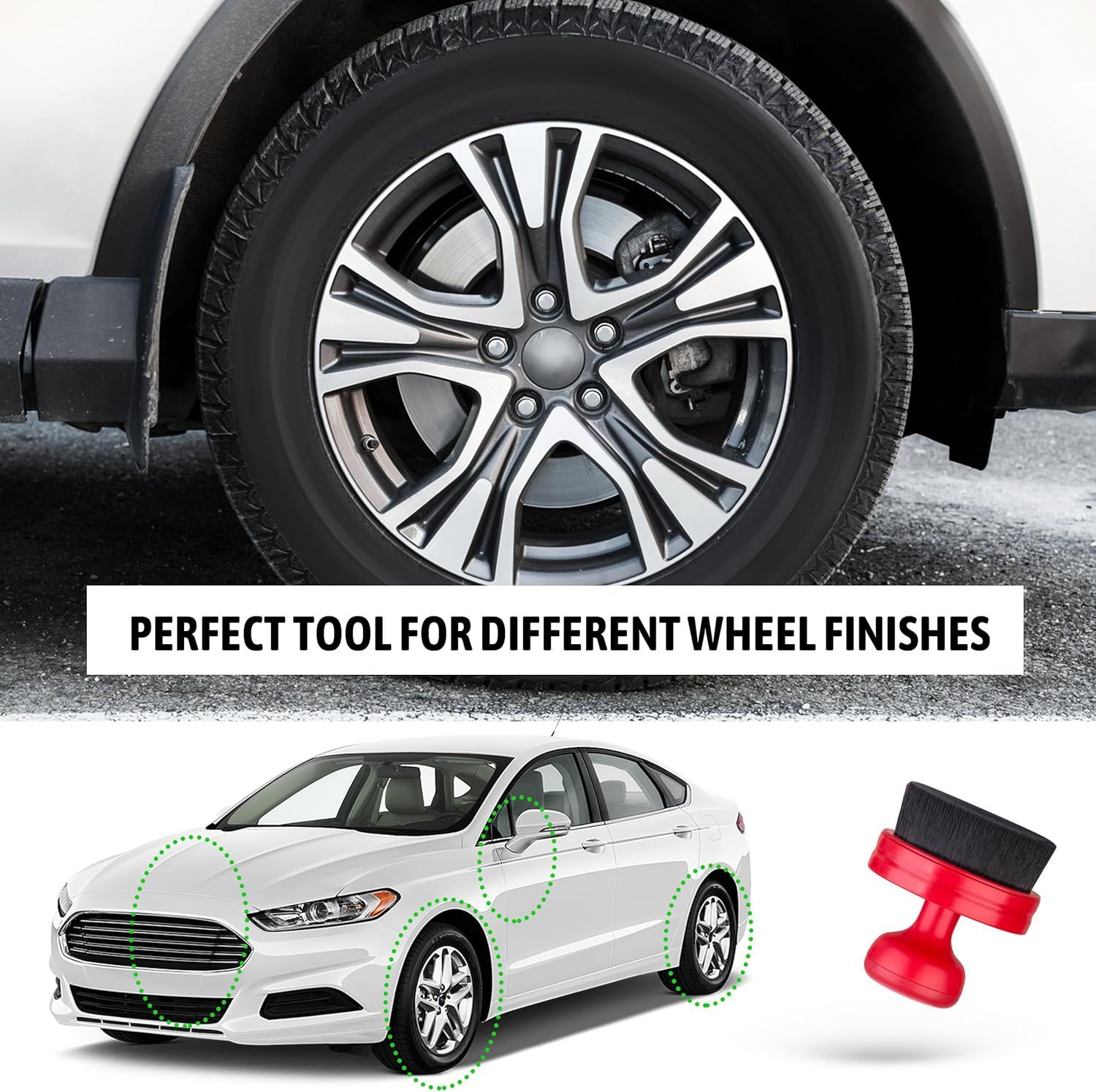 Tire Shine Applicator,Vegan Tire Shine Brush with Stand or Auto Detailing Cleaning Service (Black+Red) - Image 5