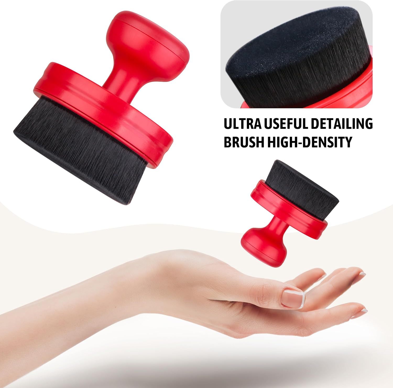 Tire Shine Applicator,Vegan Tire Shine Brush with Stand or Auto Detailing Cleaning Service (Black+Red) - Image 7