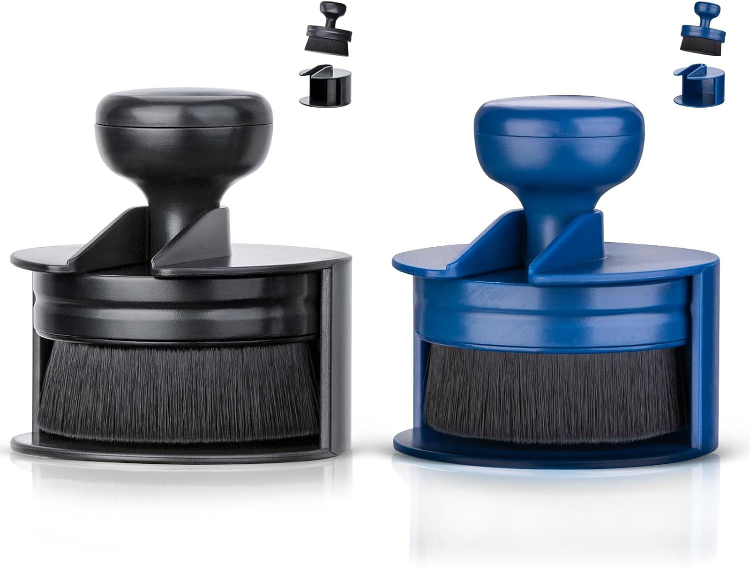 Tire Shine Applicator,Vegan Tire Shine Brush with Stand or Auto Detailing Cleaning Service (Black+Blue) - Image 1