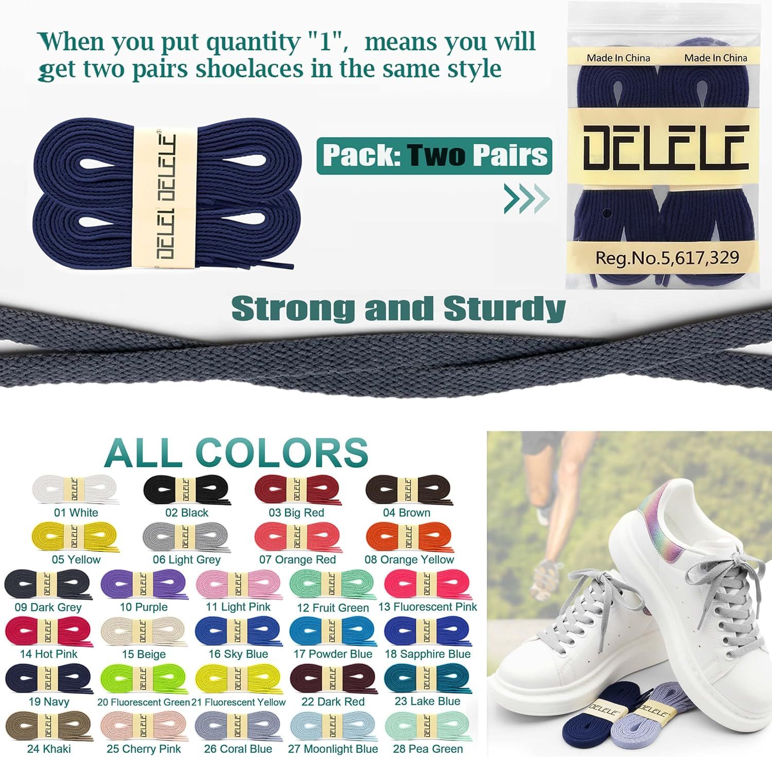 2 Pair lat Shoe laces 5/16