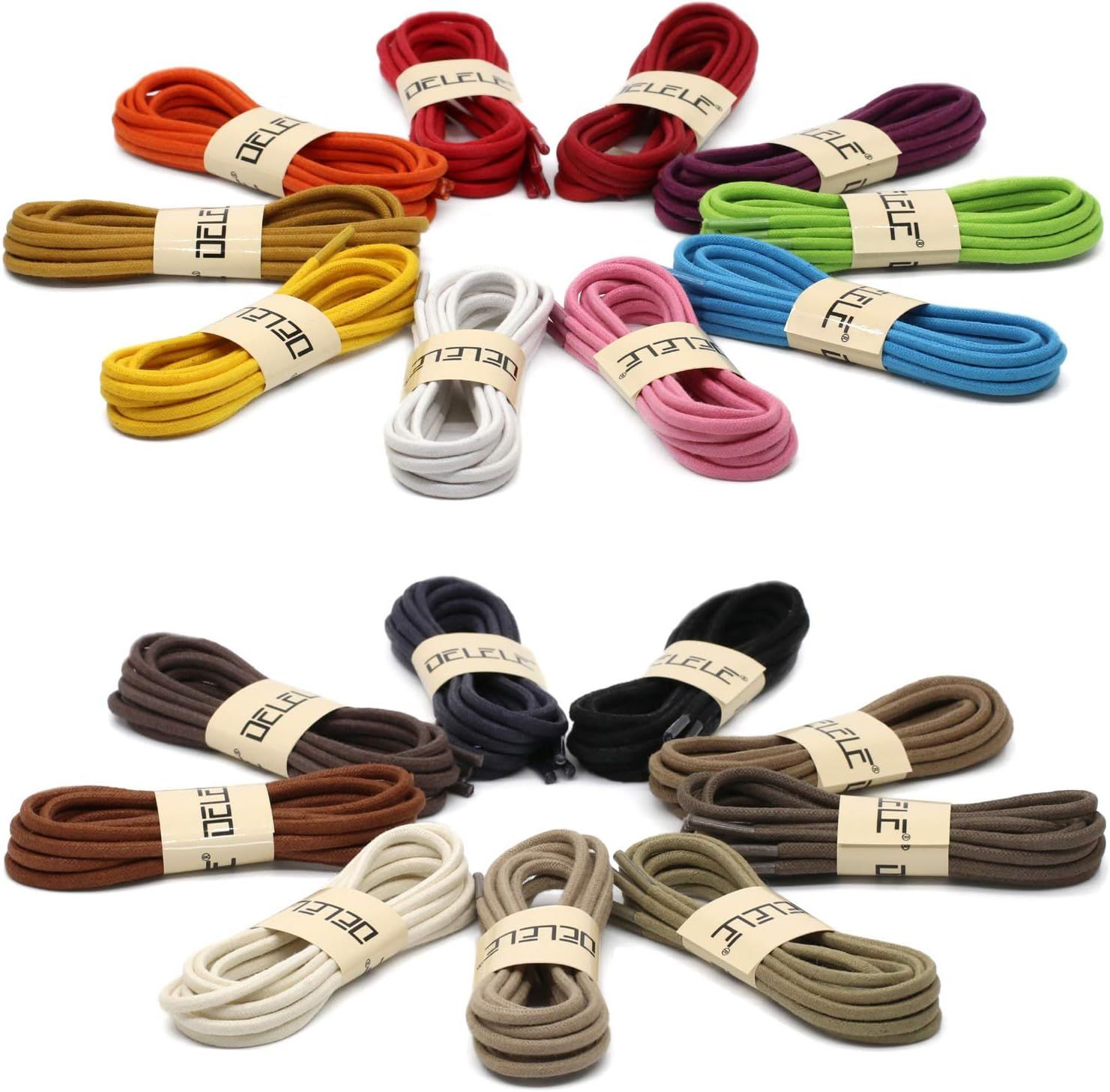 Round Cotton Waxed Shoelaces: 7/50 Inches Dress Shoe Laces or Boot 2 Pair - Image 7