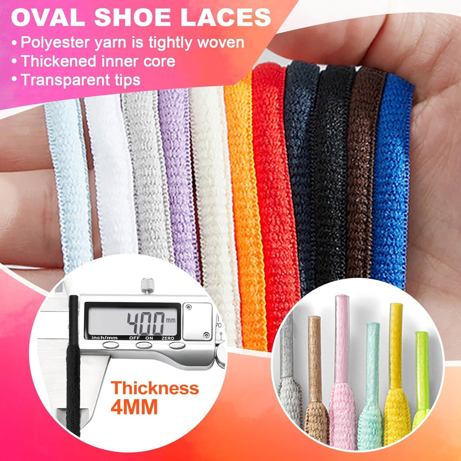 Oval Athletic Shoelaces Thick 4MM Hal Round Shoe Laces Strings 2 Pair - Image 4