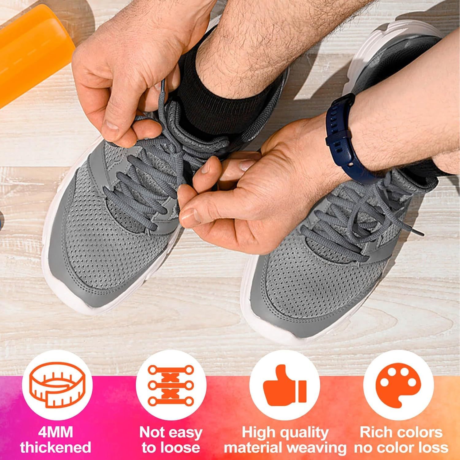 Oval Athletic Shoelaces Thick 4MM Hal Round Shoe Laces Strings 2 Pair - Image 6