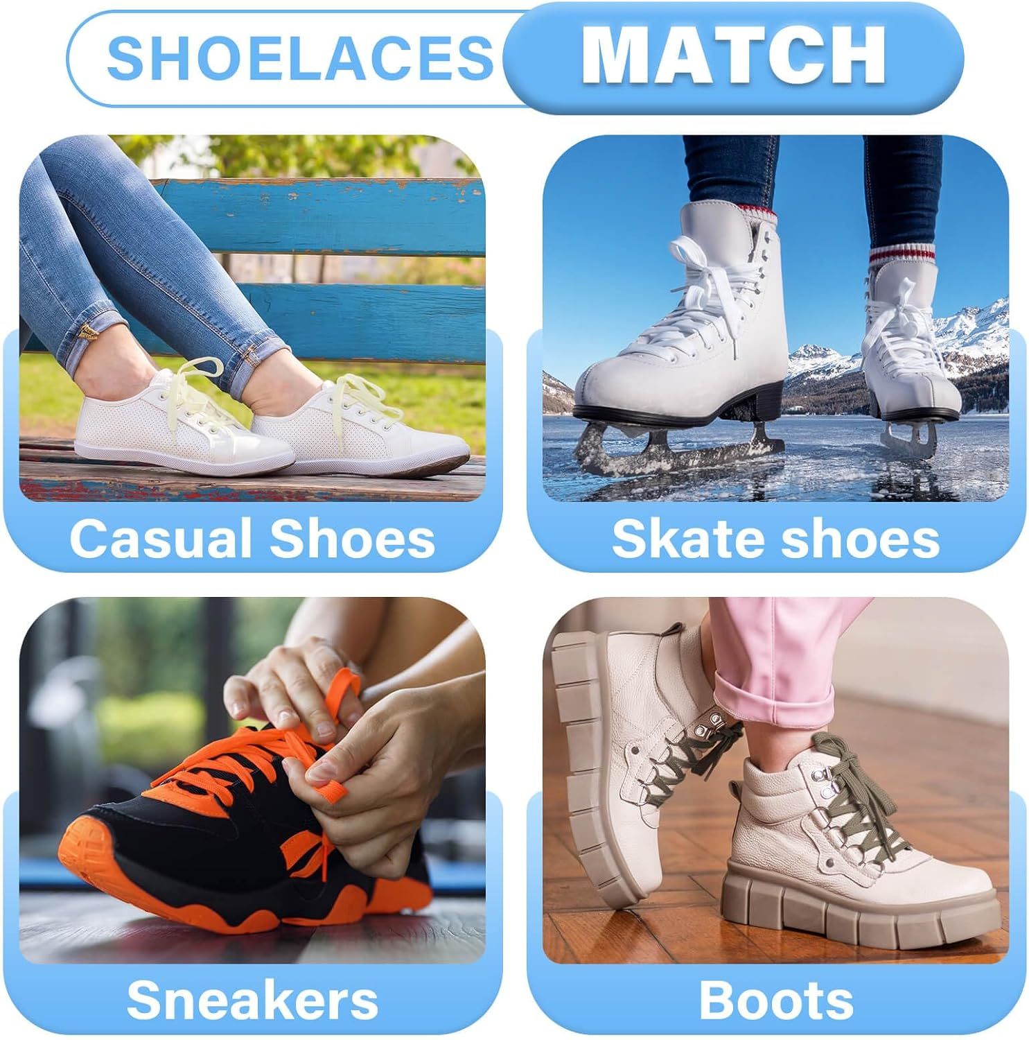 Solid lat Shoe Laces: Hollow Thick Shoelaces or Sneakers 2 Pair - Image 5