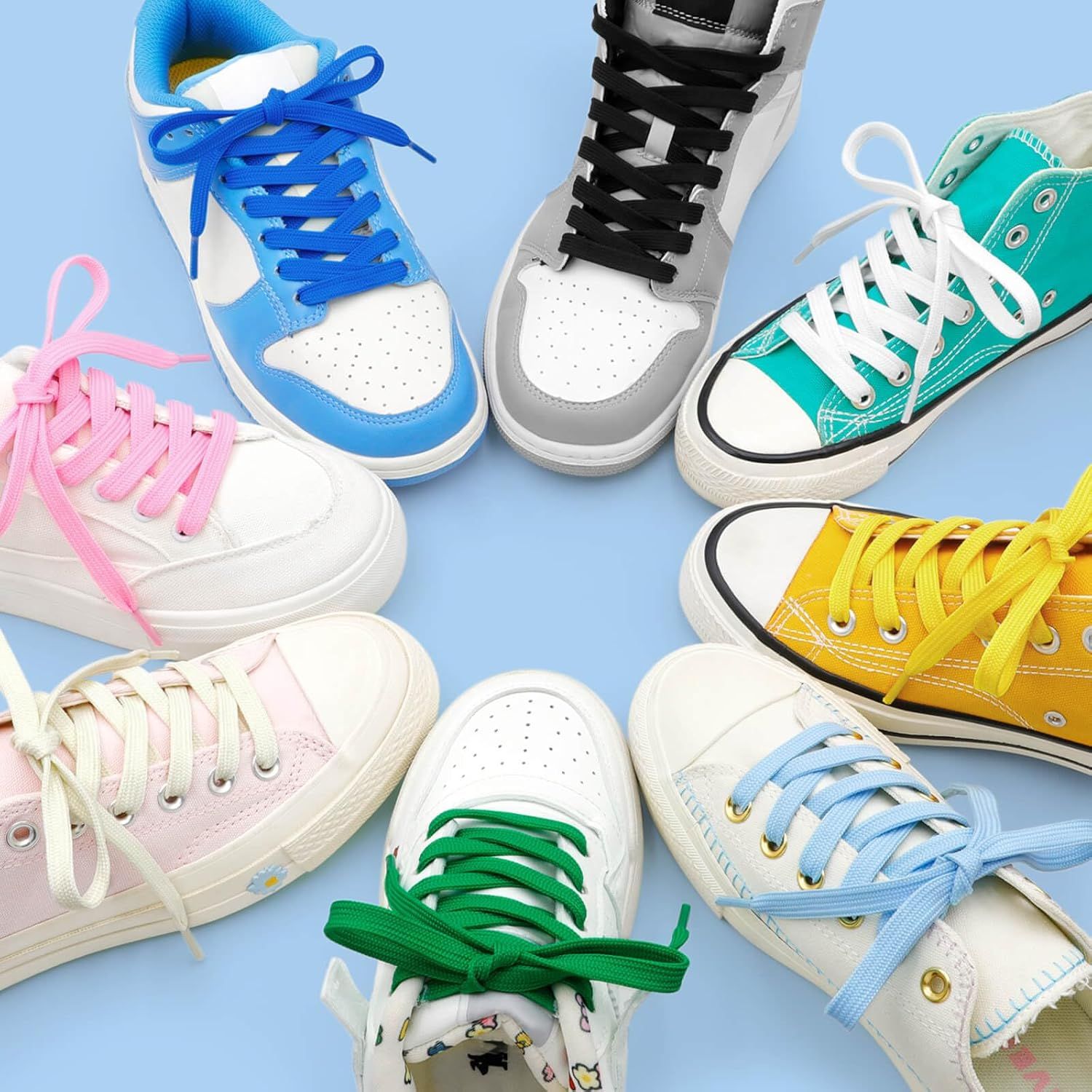 Solid lat Shoe Laces: Hollow Thick Shoelaces or Sneakers 2 Pair - Image 6
