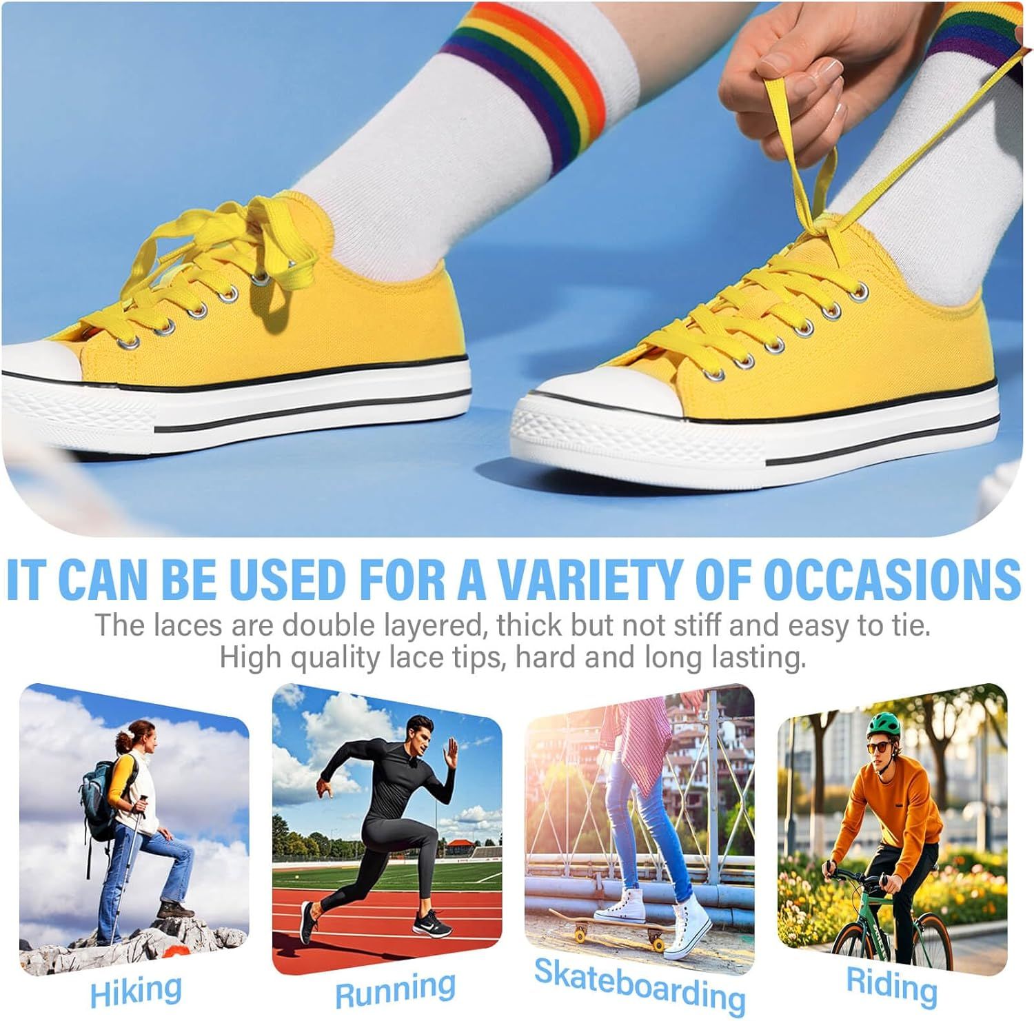 Solid lat Shoe Laces: Hollow Thick Shoelaces or Sneakers 2 Pair - Image 7