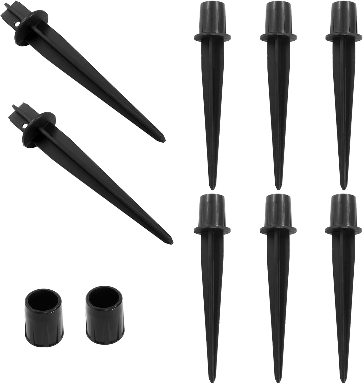 Biaungdo 8 Pack Metal Stakes, 5.3 Inch Solar Light Replacement Stakes, Black Outdoor Ground Stake for Yard Landscape Garden Pathway Patio Lamps Pole - Image 1