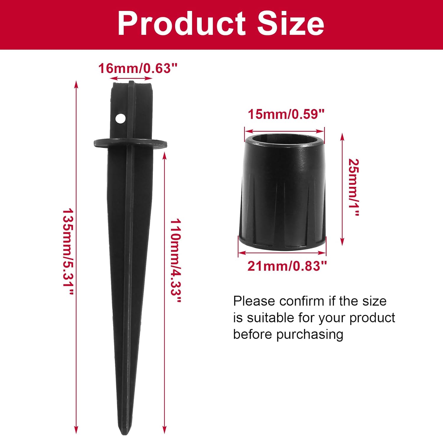 Biaungdo 8 Pack Metal Stakes, 5.3 Inch Solar Light Replacement Stakes, Black Outdoor Ground Stake for Yard Landscape Garden Pathway Patio Lamps Pole - Image 3