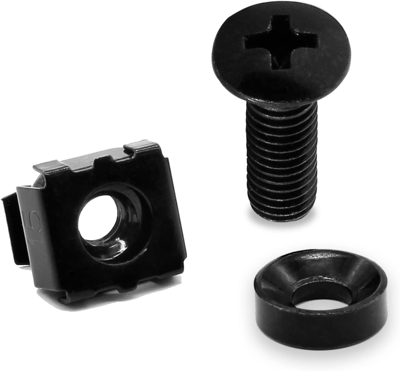 Biaungdo 30 Pcs M5 x 16mm Rack Screws and Cage Nuts, Computer Rack Mount Cage Screws & Nuts & Washers for Server Console Mounting, Rack Mount, Cabinets(Black) - Image 1