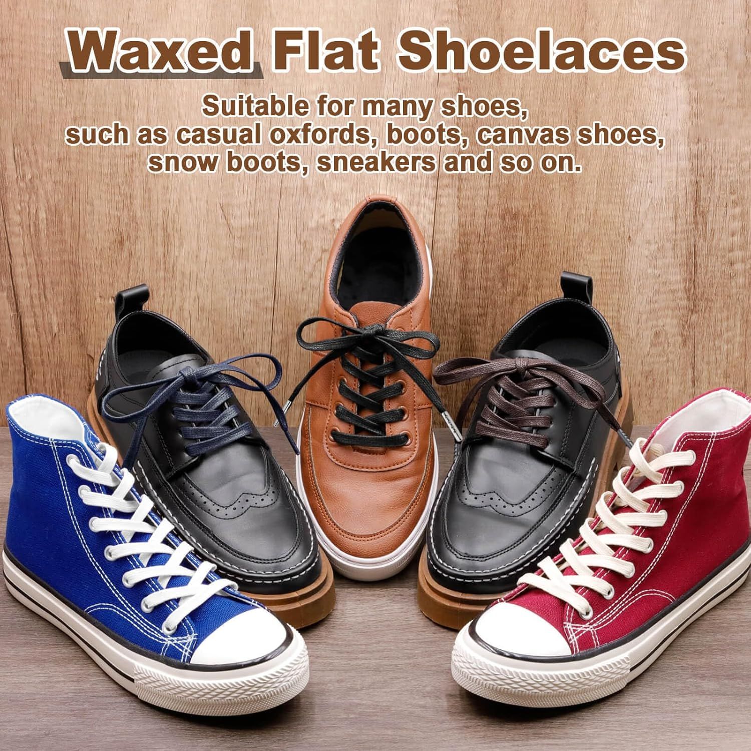 lat Waxed Cotton Shoelaces: Wax Shoe Laces or Sneakers Boot 2 Pair - Image 6