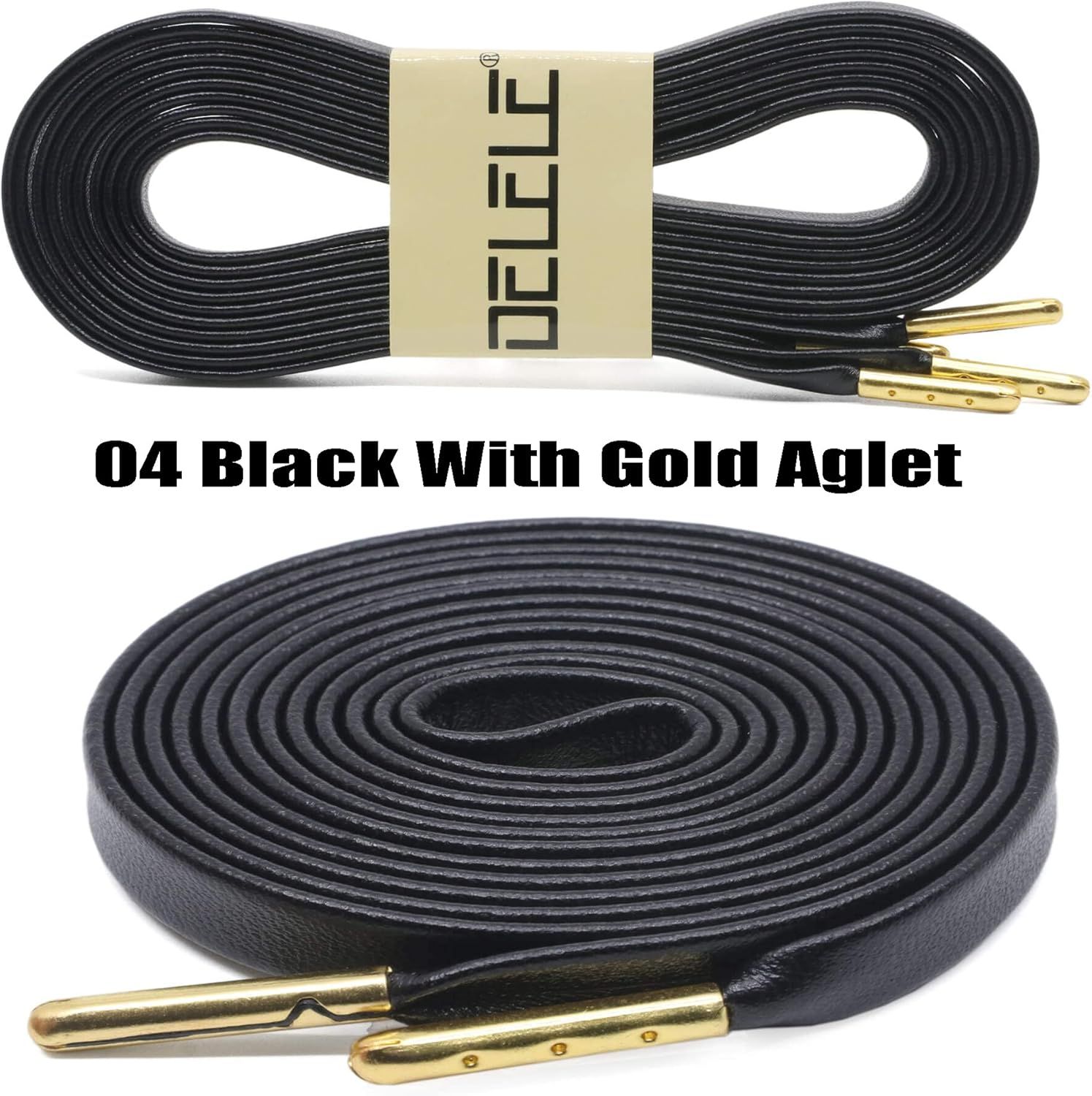lat PU Leather Laces: Waterproo Shoelaces or Sneakers Boot 2 Pair - Image 2