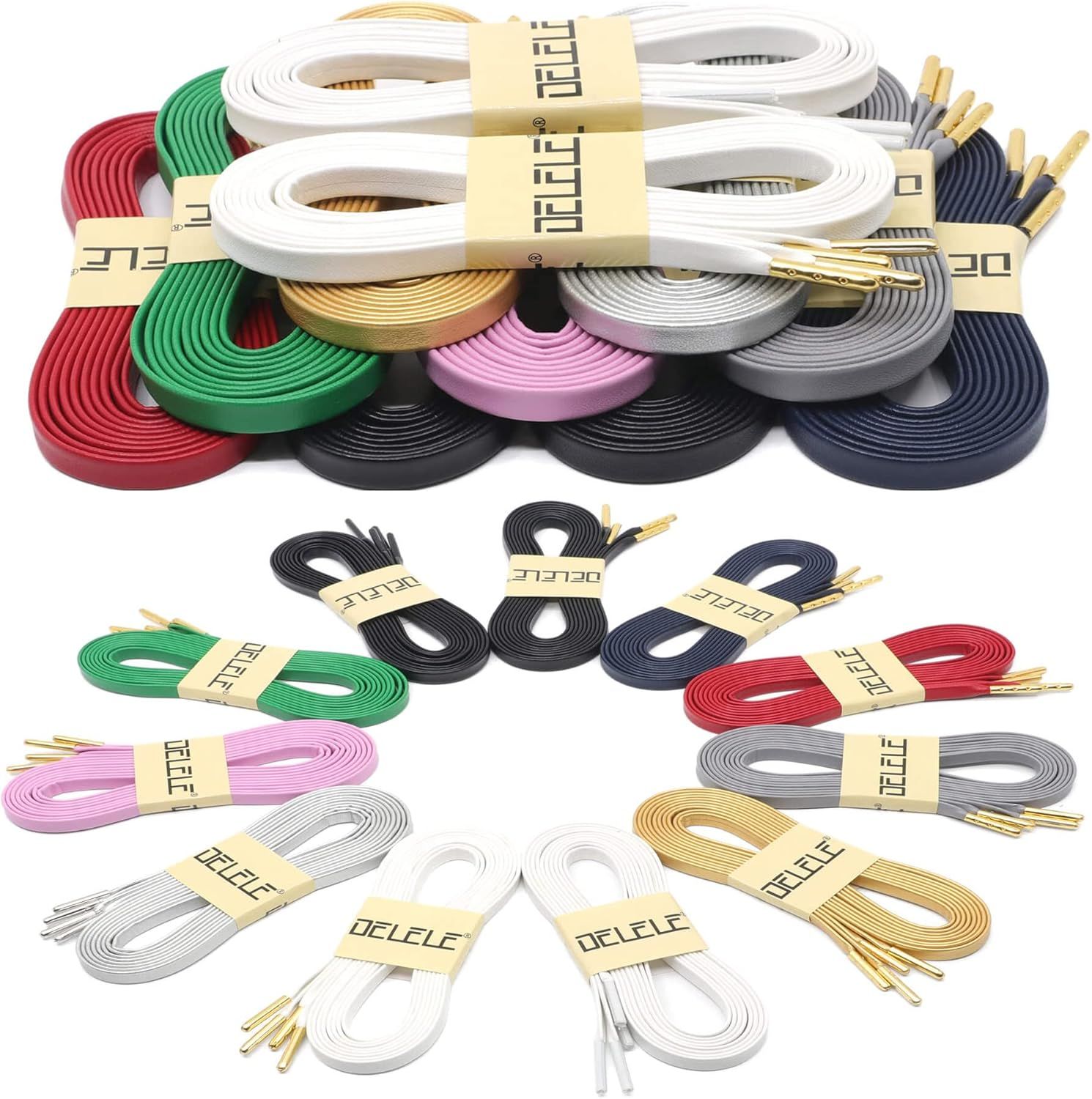 lat PU Leather Laces: Waterproo Shoelaces or Sneakers Boot 2 Pair - Image 5
