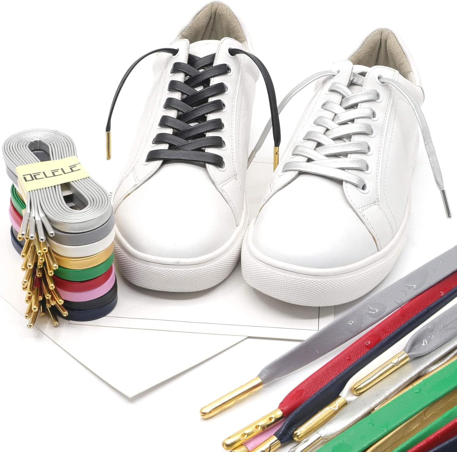 lat PU Leather Laces: Waterproo Shoelaces or Sneakers Boot 2 Pair - Image 6