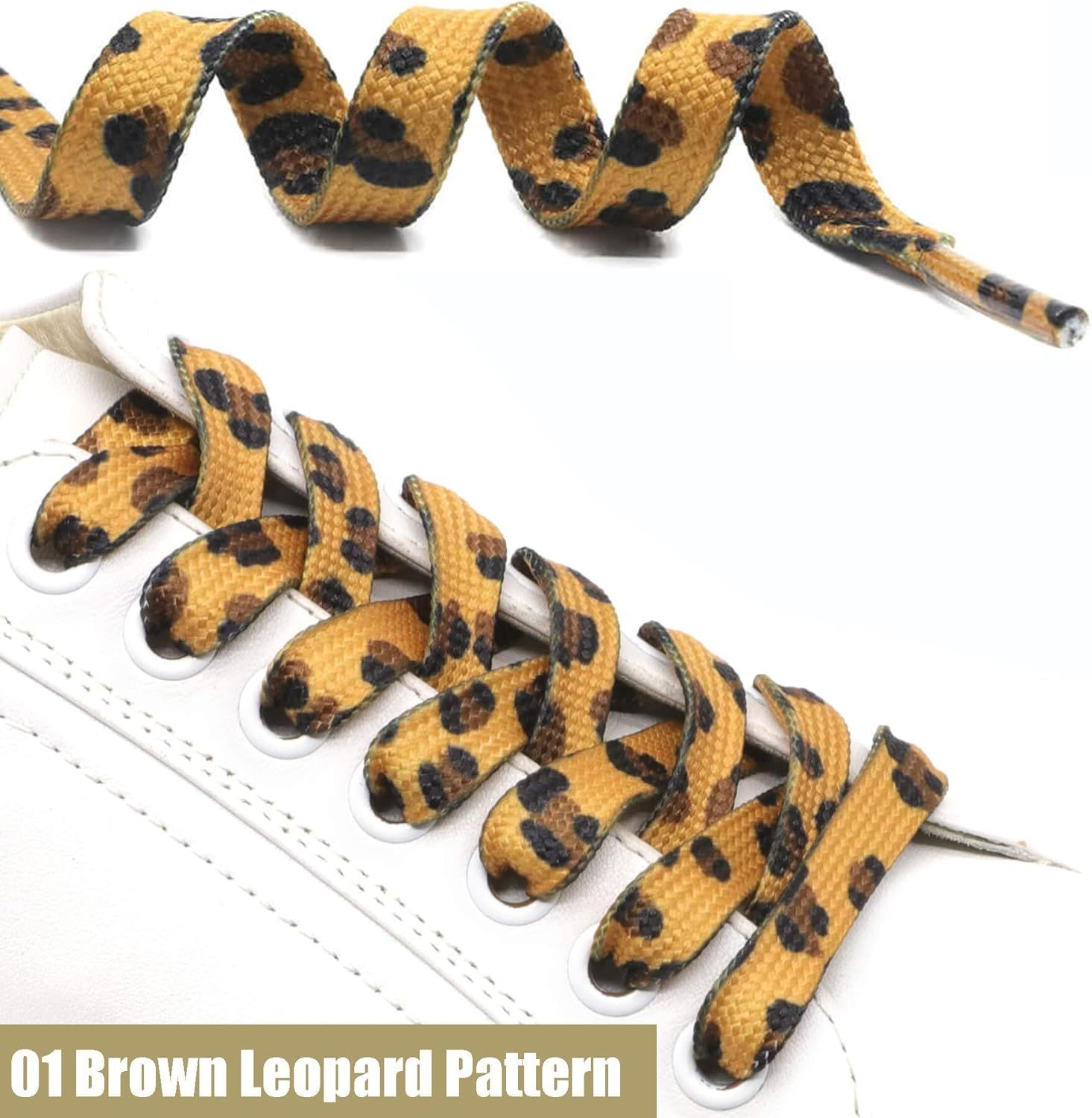 Animal Print lat Shoelaces: Colored Pattern Sneakers Shoe Laces 2 Pair - Image 3