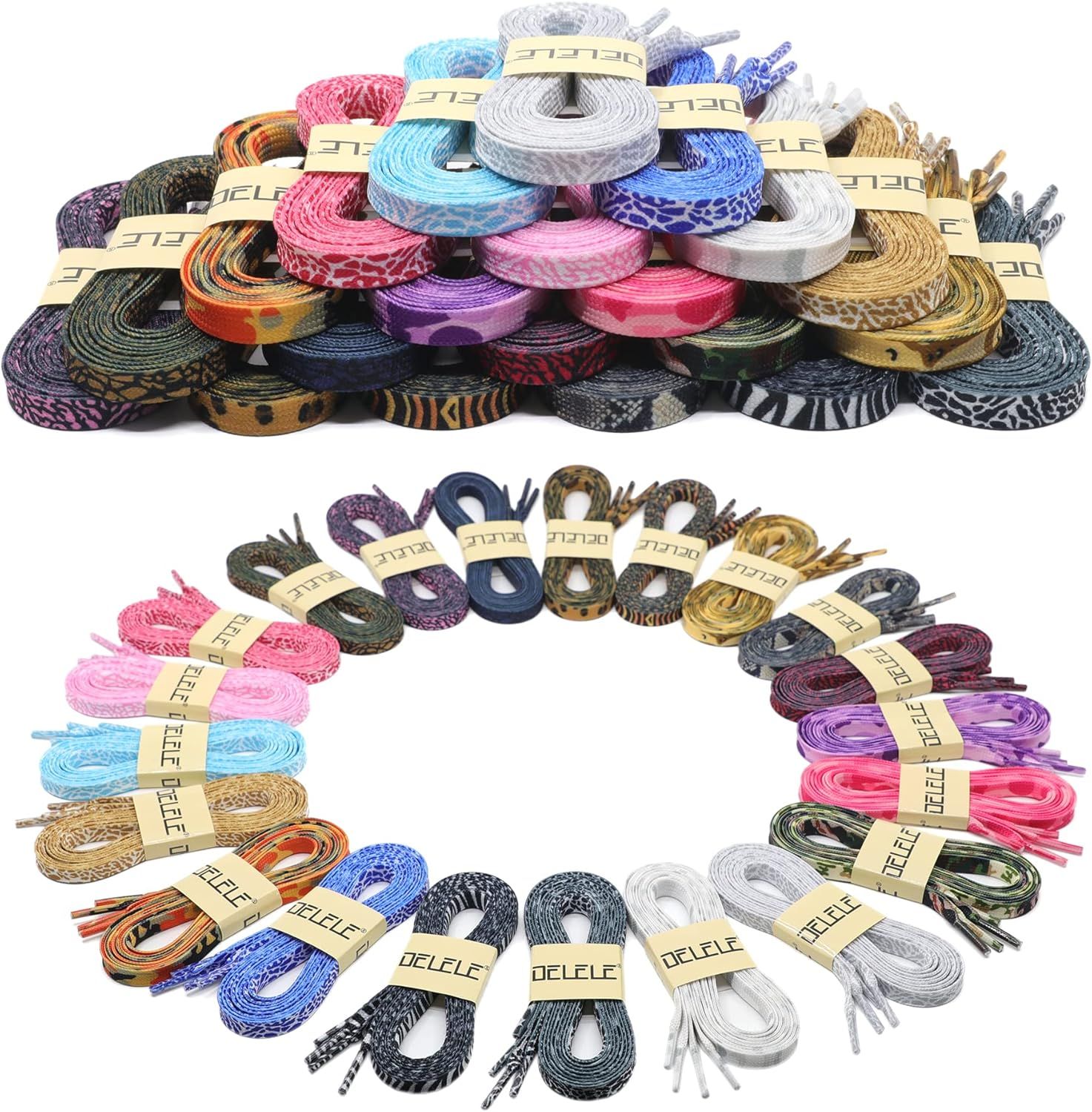 Animal Print lat Shoelaces: Colored Pattern Sneakers Shoe Laces 2 Pair - Image 4