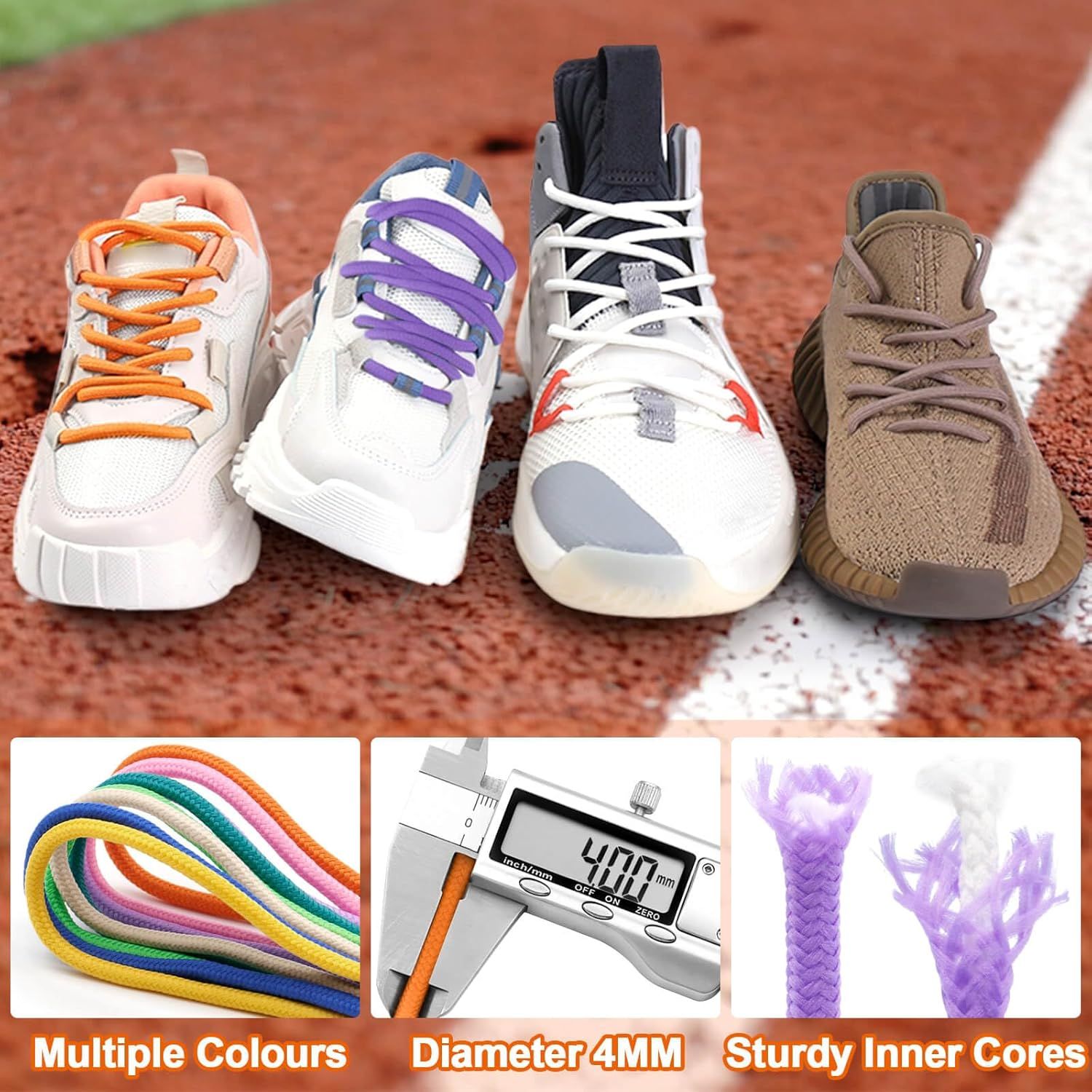 Round Shoelaces or Athletic Boot: Hiking Shoe Laces or Men&Women 2 Pair - Image 3