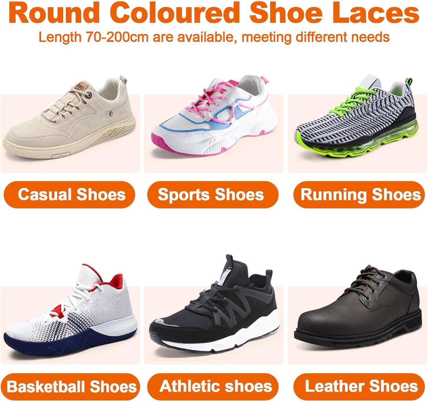 Round Shoelaces or Athletic Boot: Hiking Shoe Laces or Men&Women 2 Pair - Image 5