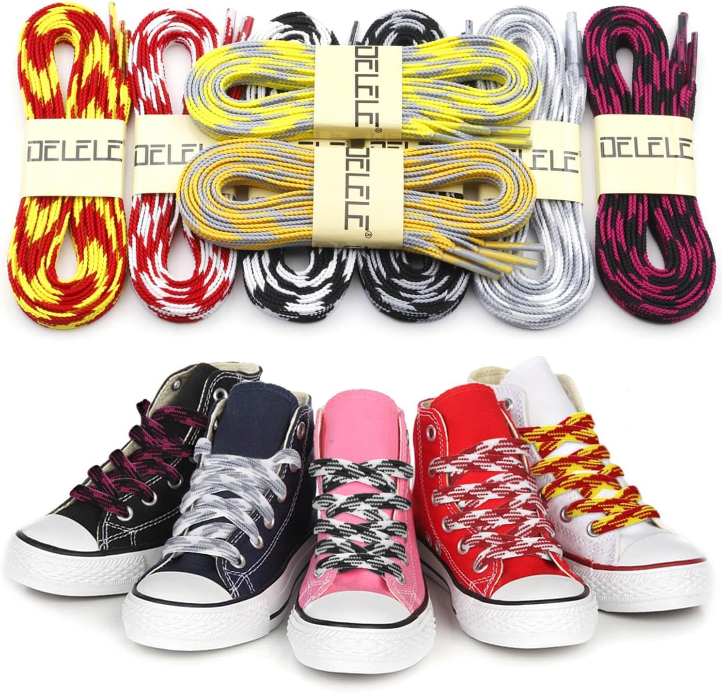 lat Colored Shoelaces or Sneakers: Thin Argyle Shoe Laces 2 Pair - Image 6