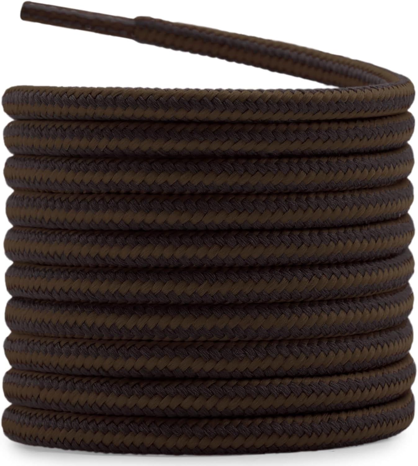 2 Pair Round Boot Laces Outdoor Hiking Walking Shoelaces Dual Coloured Striped Shoe Lace Work Shoe Strings - Image 1