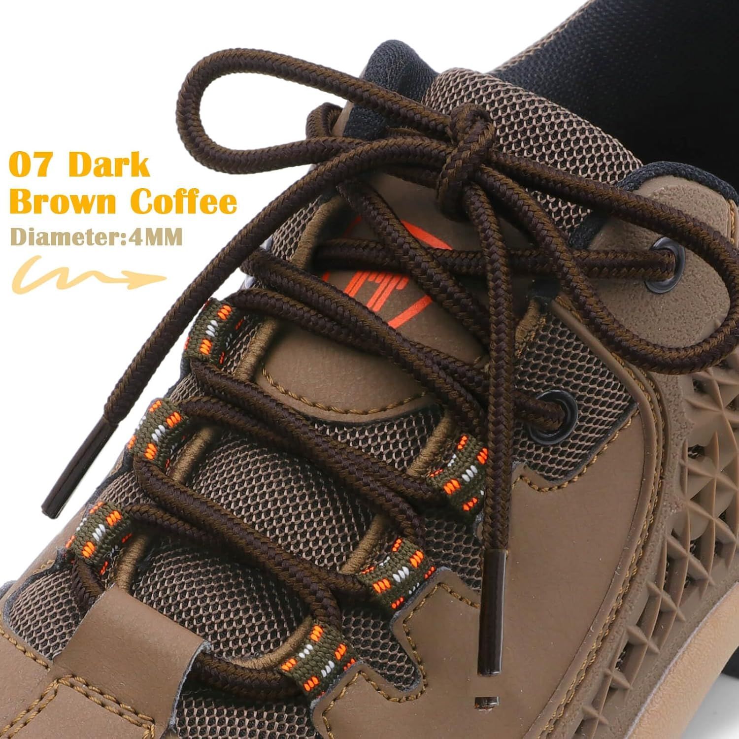 2 Pair Round Boot Laces Outdoor Hiking Walking Shoelaces Dual Coloured Striped Shoe Lace Work Shoe Strings - Image 2