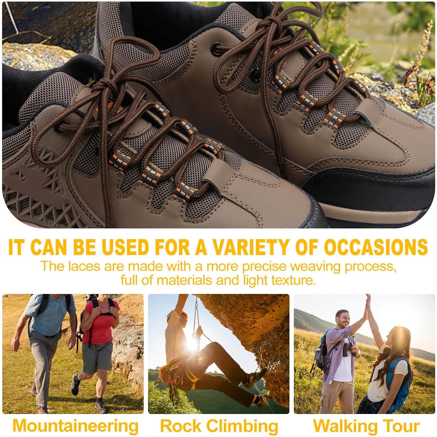 2 Pair Round Boot Laces Outdoor Hiking Walking Shoelaces Dual Coloured Striped Shoe Lace Work Shoe Strings - Image 6