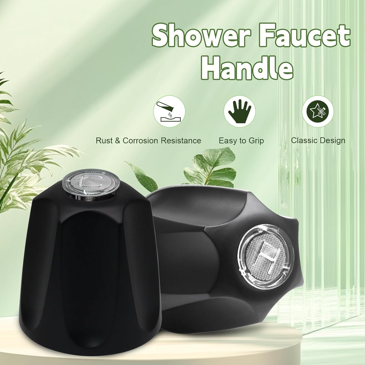 Biaungdo Black Shower Knob Replacement Set of 2, Bathtub Faucet Handles Include Hot and Cold Shower Knob for Remodeling Trim - Image 3