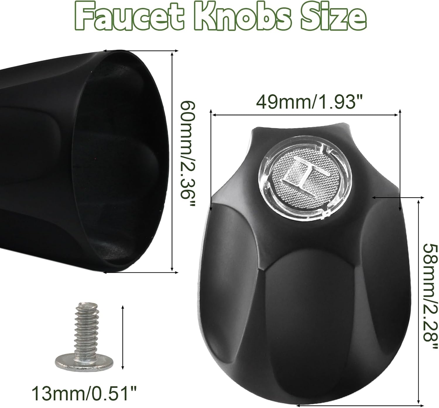 Biaungdo Black Shower Knob Replacement Set of 2, Bathtub Faucet Handles Include Hot and Cold Shower Knob for Remodeling Trim - Image 4