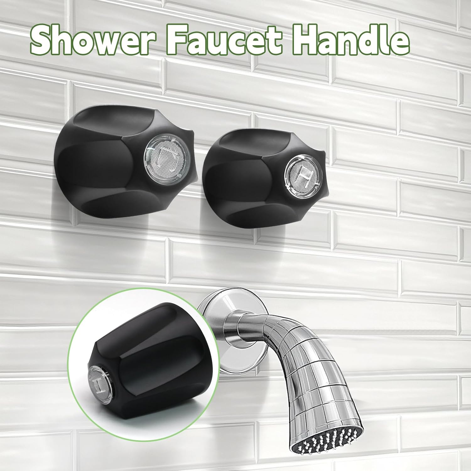 Biaungdo Black Shower Knob Replacement Set of 2, Bathtub Faucet Handles Include Hot and Cold Shower Knob for Remodeling Trim - Image 5