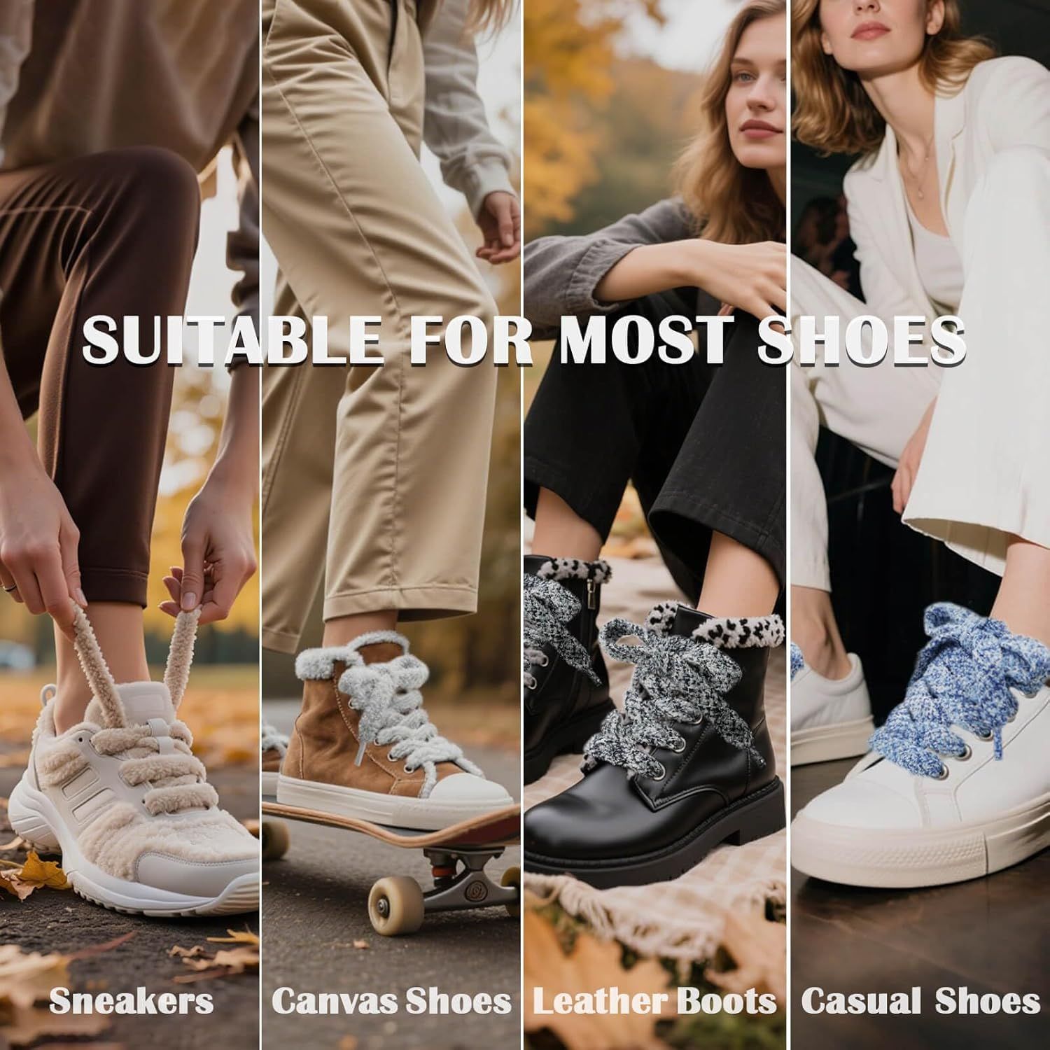 Sot lat uzzy Shoelaces: Wide Thick urry Shoe Laces or Sneakers 1 Pair - Image 7