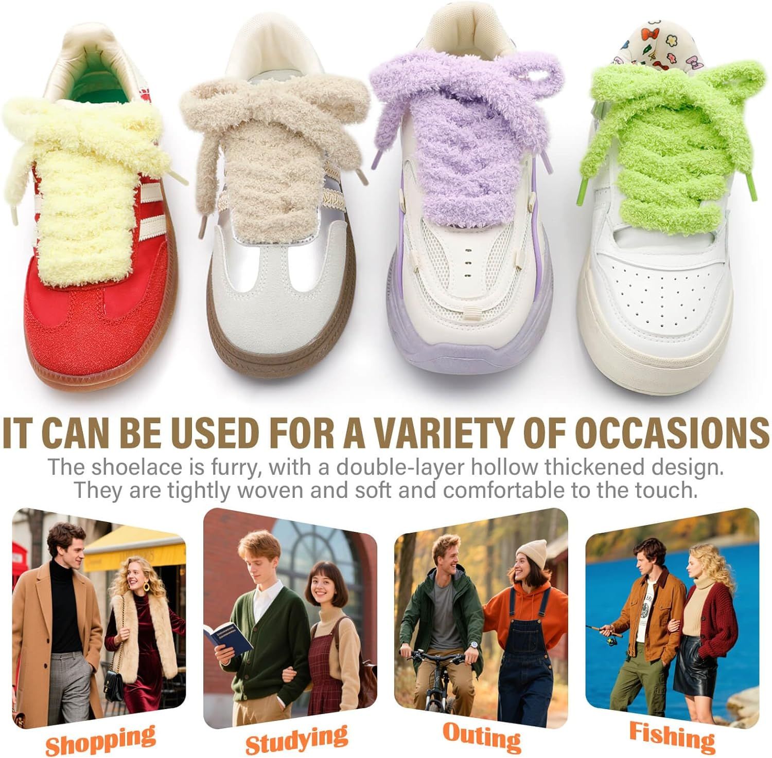 Sot lat uzzy Shoelaces: Wide Thick urry Shoe Laces or Sneakers 1 Pair - Image 8