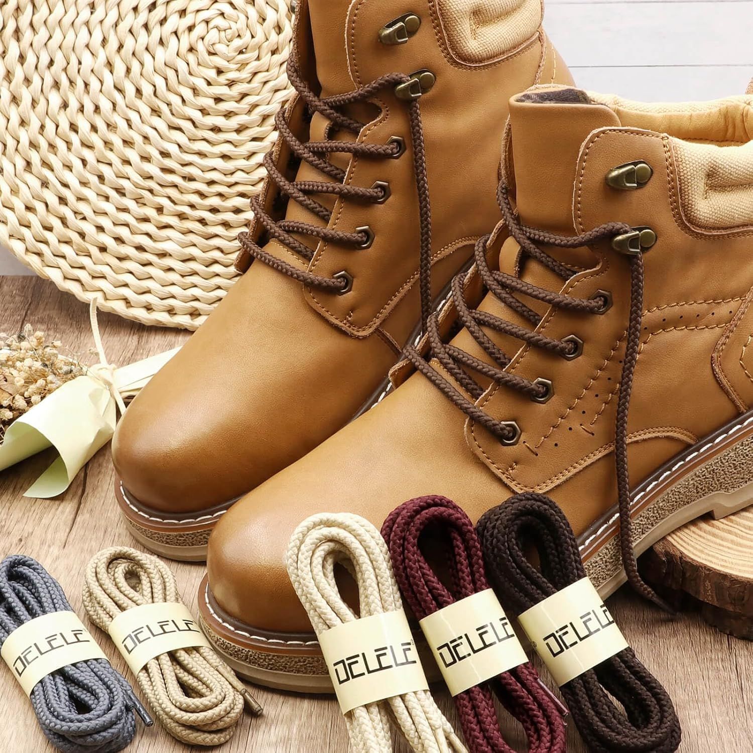 Round Braided Hiking Shoelaces: Work Climbing Shoe Laces or Boot 2 Pair - Image 5