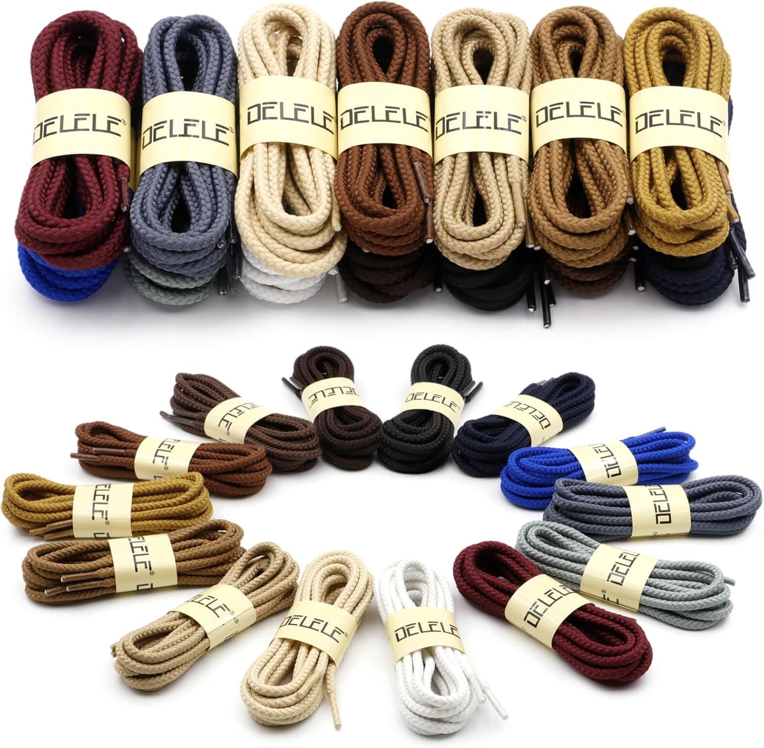 Round Braided Hiking Shoelaces: Work Climbing Shoe Laces or Boot 2 Pair - Image 7