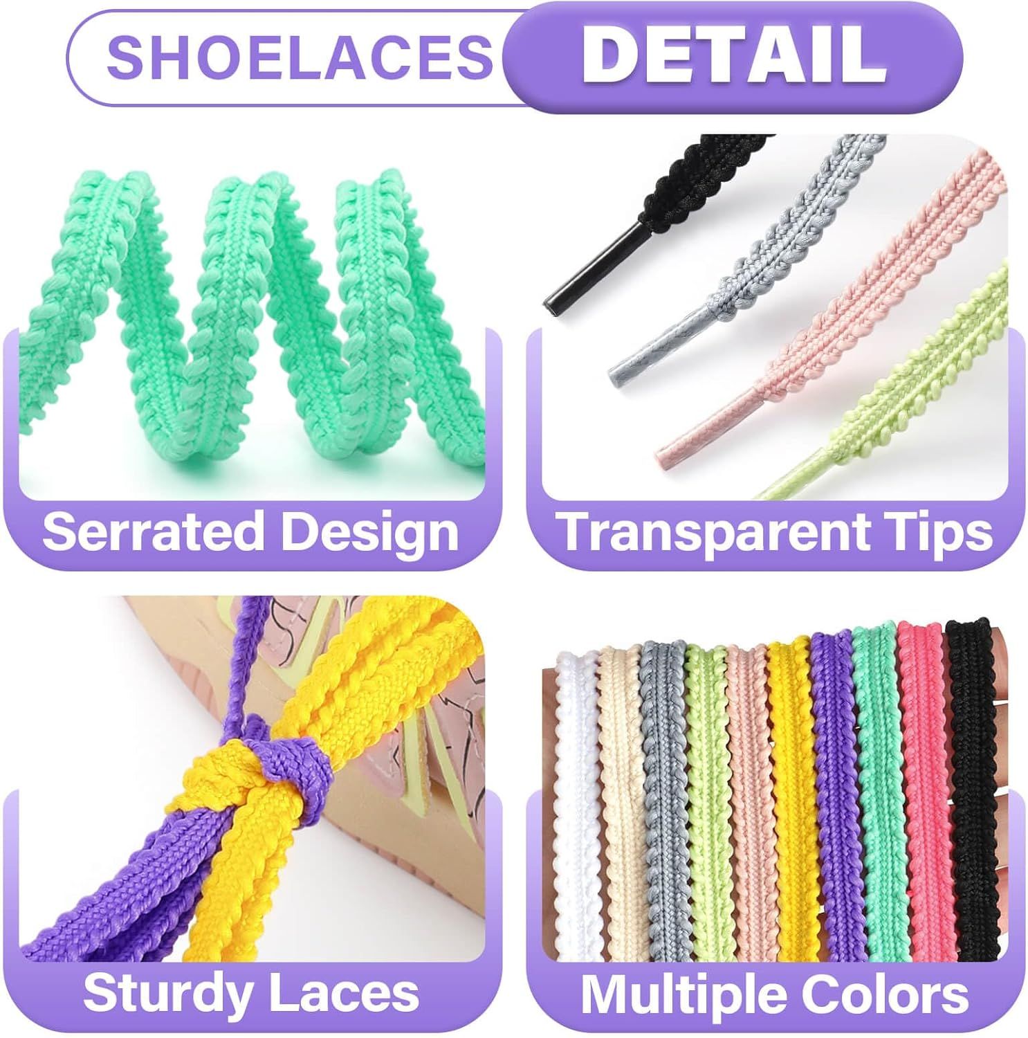 Thick lat Shoe Laces: Replacement Athletic Shoelaces or Sneakers(2Pair) - Image 4