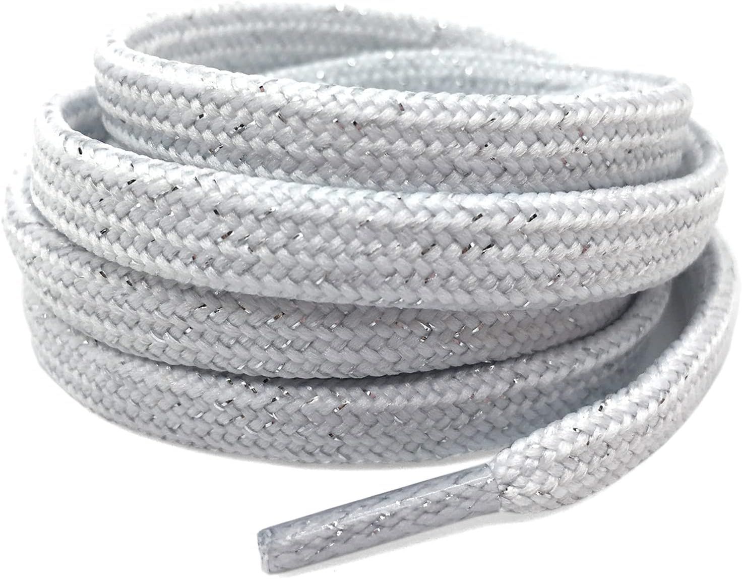 Thick lat Shoelaces Gold Silver Silk Tightly Woven Shoe Laces 2 Pair - Image 1