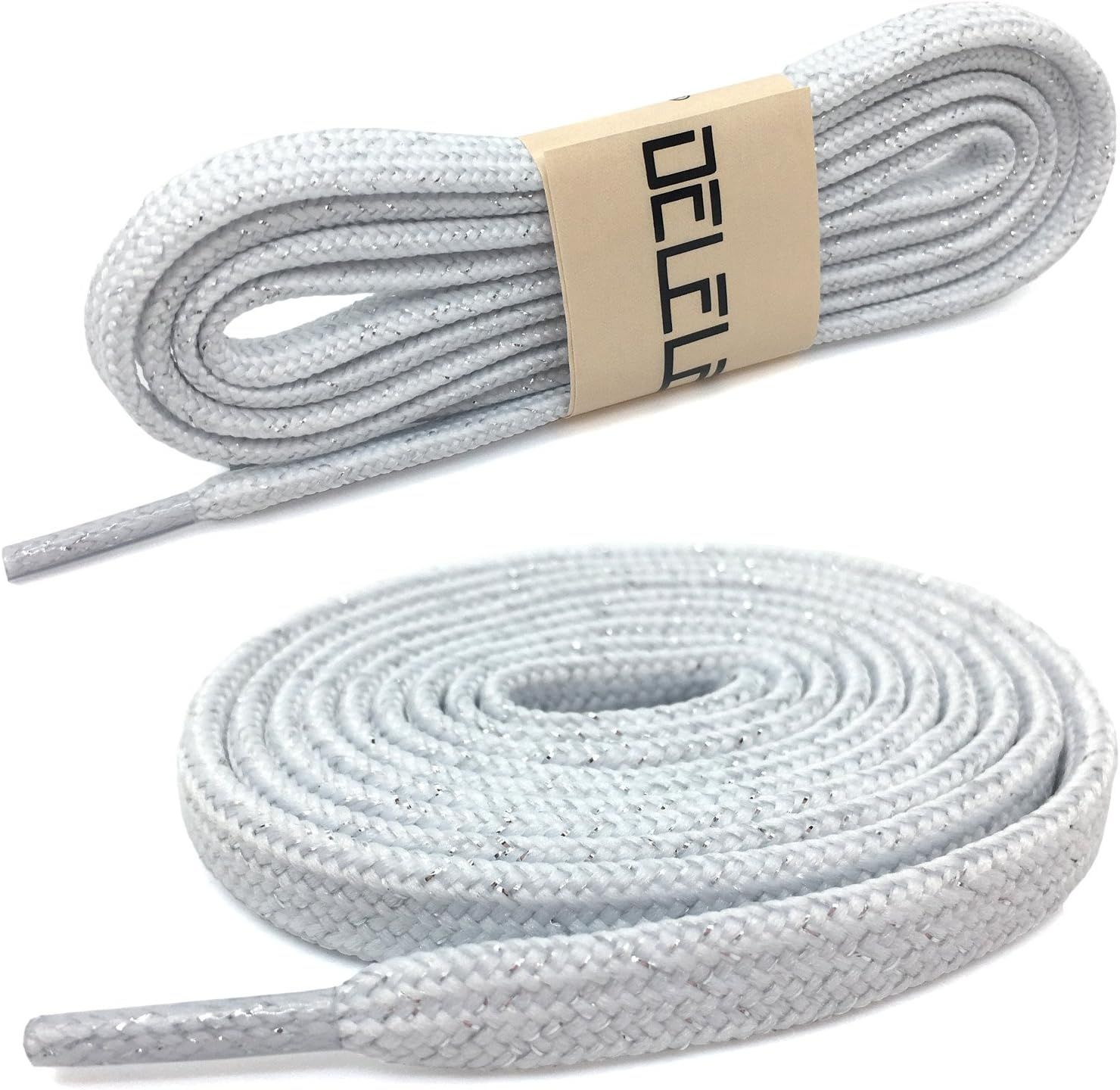 Thick lat Shoelaces Gold Silver Silk Tightly Woven Shoe Laces 2 Pair - Image 2