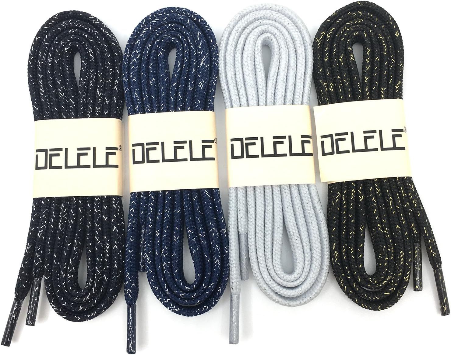Thick lat Shoelaces Gold Silver Silk Tightly Woven Shoe Laces 2 Pair - Image 4